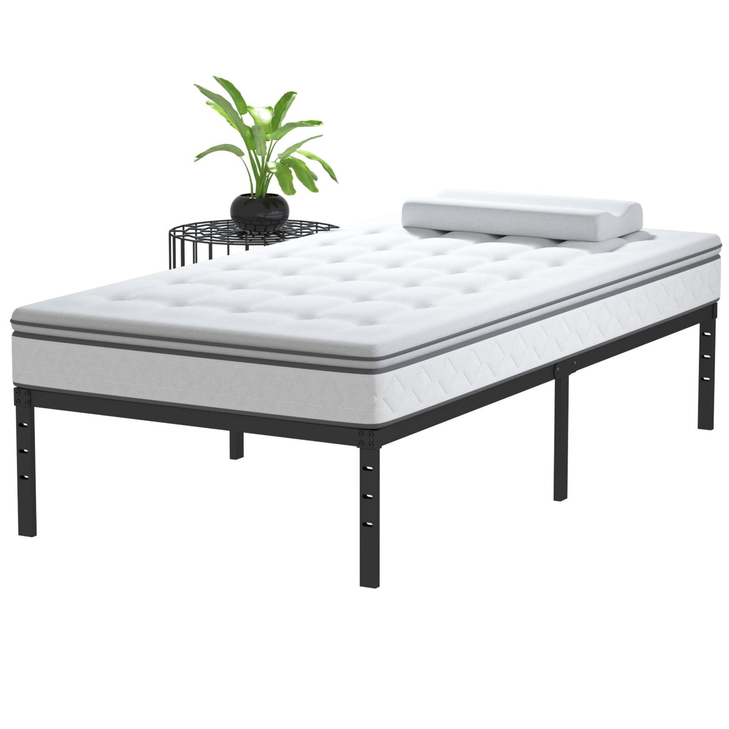Heavy Duty 14 Inch Twin XL Metal Platform Bed Frame - No Box Spring Needed, Supports Up to 2500 lbs, Easy Assembly, Noise Free, Black - Perfect for Dorm Rooms, Guest Beds & Small Spaces