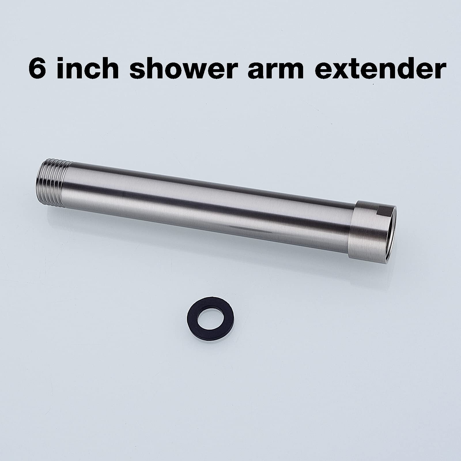 TRUSTMI 6 Inch Stainless Steel Shower Head Extension Arm - Straight Shower Extender in Brushed Nickel Finish - Perfect for Bathroom Renovation & Adjustable Shower Height