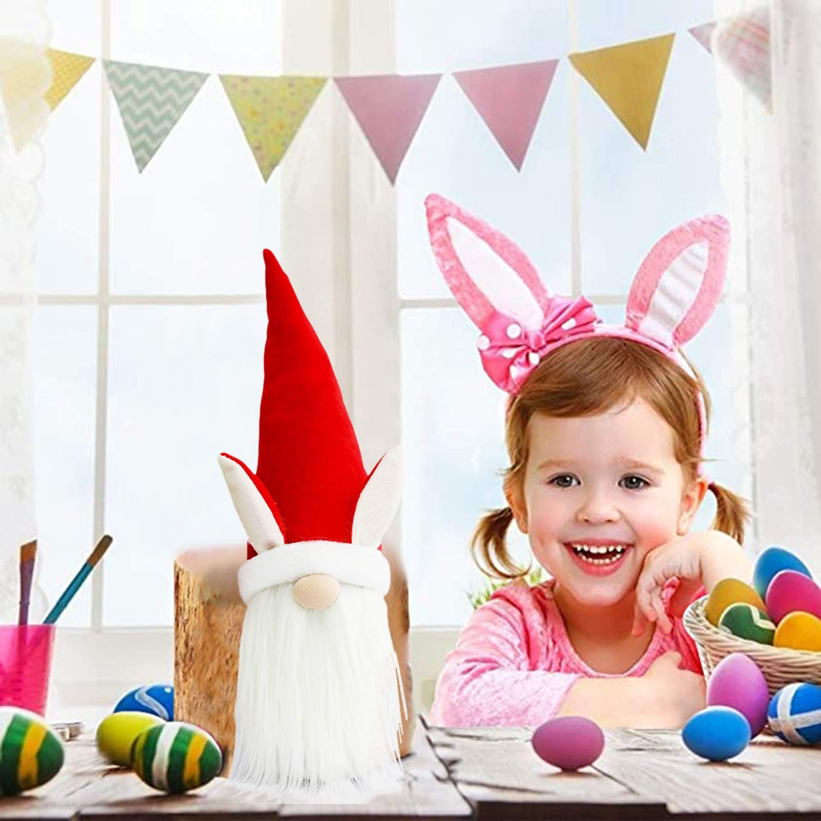 Easter Bunny Gnomes Decor - Nordic Swedish Nisse Rabbit Tomte Tray for Scandinavian Home Decor | Perfect for Easter Celebrations, Spring Table Centerpieces, and Holiday Gift Giving