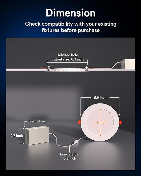 Lumary 6 Inch Smart Recessed Lighting - 4 Pack Canless LED Downlights with Color Changing, 13W 1000lm, Wi-Fi & Bluetooth Enabled, Works with Alexa & Google Assistant - Perfect for Living Room, Kitchen & Bedroom Ceiling Lighting