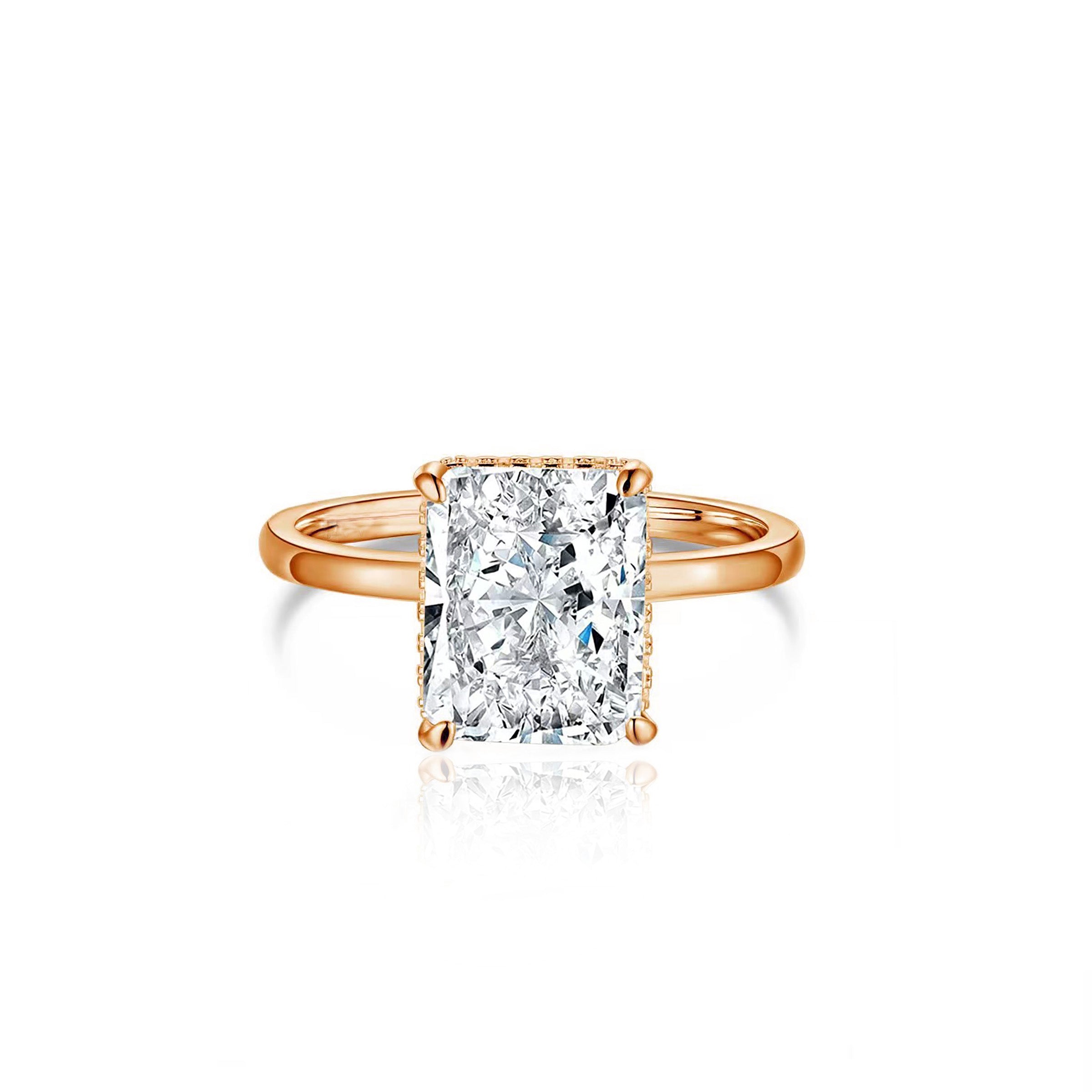 Radiant Cut Moissanite Ring - Geometric Brilliance Ashes Jewelry for Women - Perfect for Engagement, Wedding, Anniversary & Special Occasions