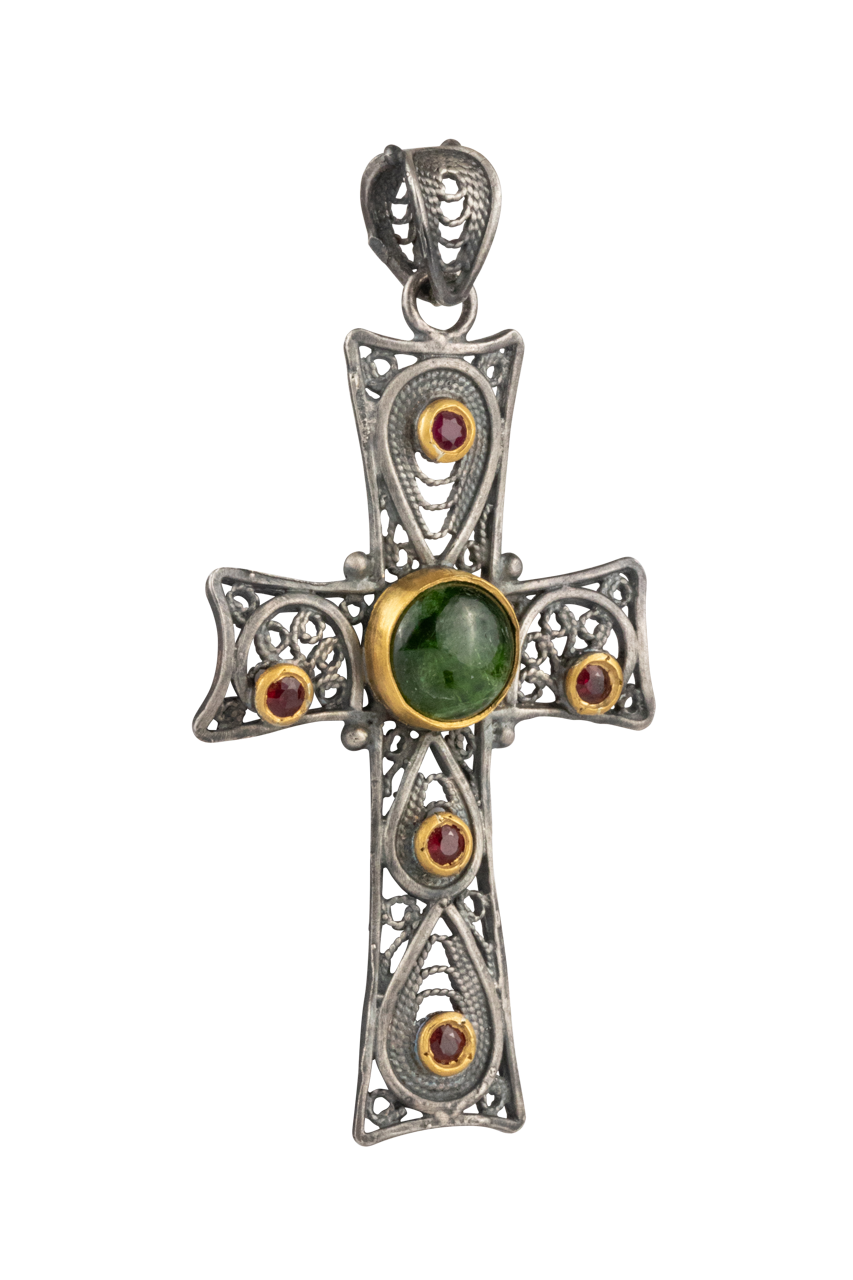 14K Gold Ruby Cross Pendant Necklace for Women - Elegant Religious Jewelry Gift for Christmas, Baptism & Everyday Wear