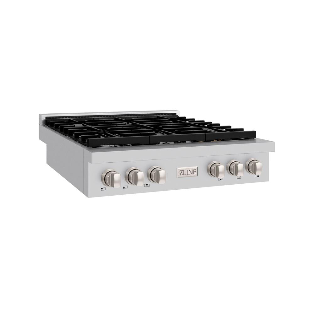 ZLINE 36 Inch Stainless Steel 6-Burner Gas Rangetop with Porcelain Cooktop - Professional Grade Stove for Home Kitchen, Restaurant & Commercial Use (Model SRT36)