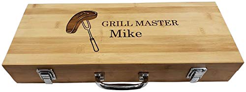 Custom BBQ Grilling Set with 5 Stainless Steel Tools - Personalized Laser Engraved Names & Designs - Perfect Gift for Grill Masters - Ideal for Backyard BBQs, Tailgating & Outdoor Cooking Parties