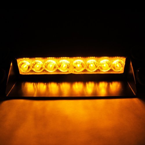 8 LED Amber Emergency Strobe Light Bar for Car, Boat, Truck Dashboard & Visor - Waterproof Vehicle Safety Warning Lights for Roadside Emergencies, Off-Road Adventures & Night Driving