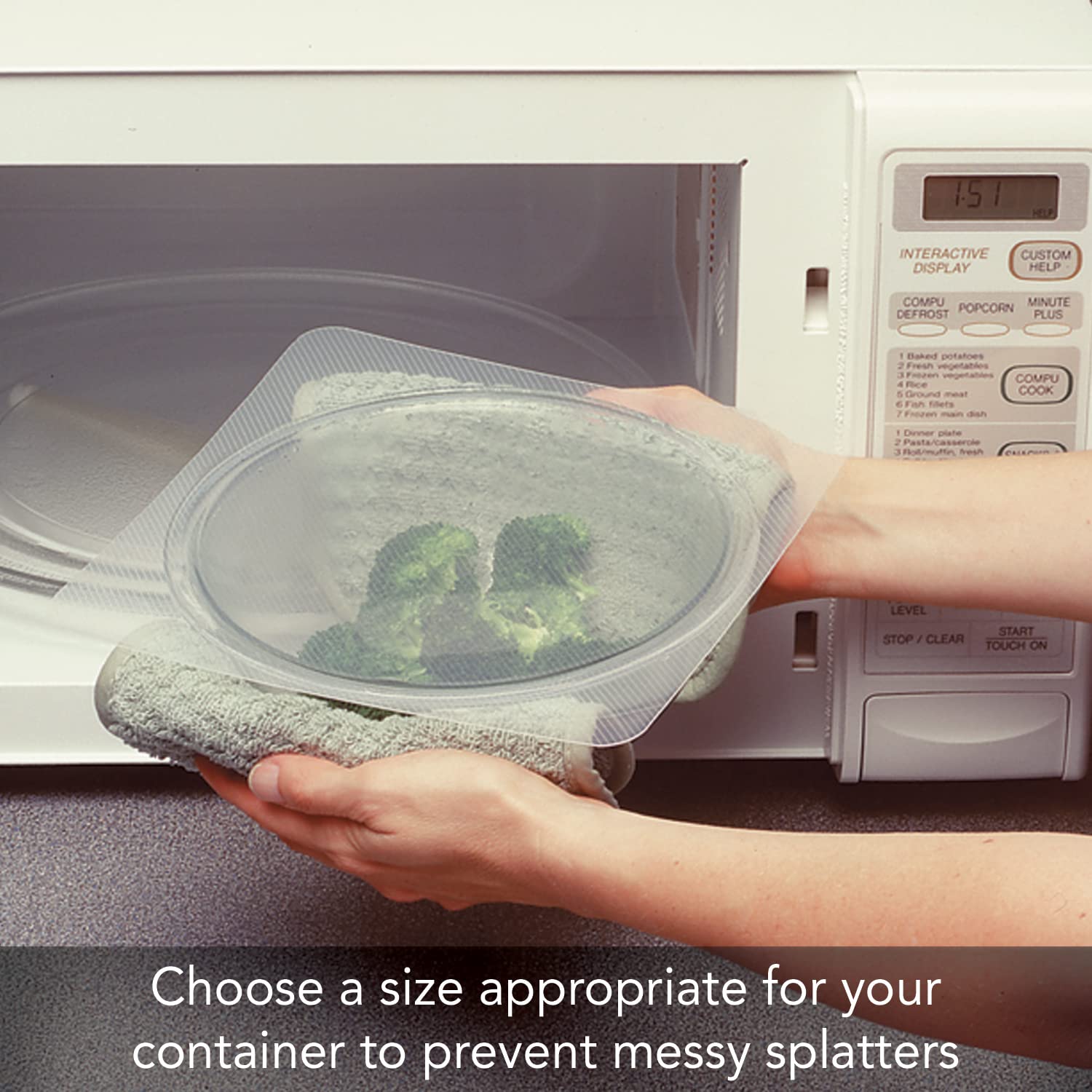 BPA-Free Microwave Splatter Guards Set of 4 (9x9, 7x7 & 5x5 Inches) - Square Plastic Covers for Cooking, Reheating & Meal Prep - Chop Chop Brand