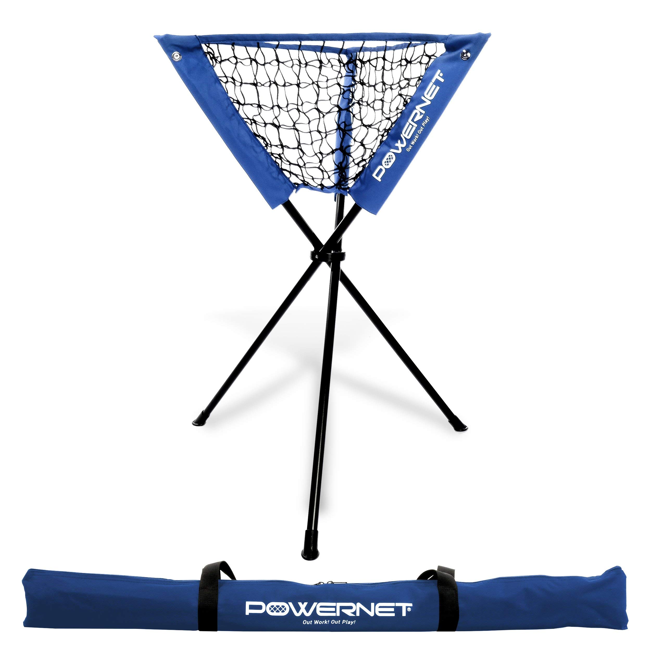 PowerNet Baseball Softball Portable Batting Practice Ball Caddy - Holds 60 Baseballs for Training & Drills | No More Bending, Instant Setup | Team Colors | Perfect for Backyard Practice, Team Training & Solo Hitting Sessions