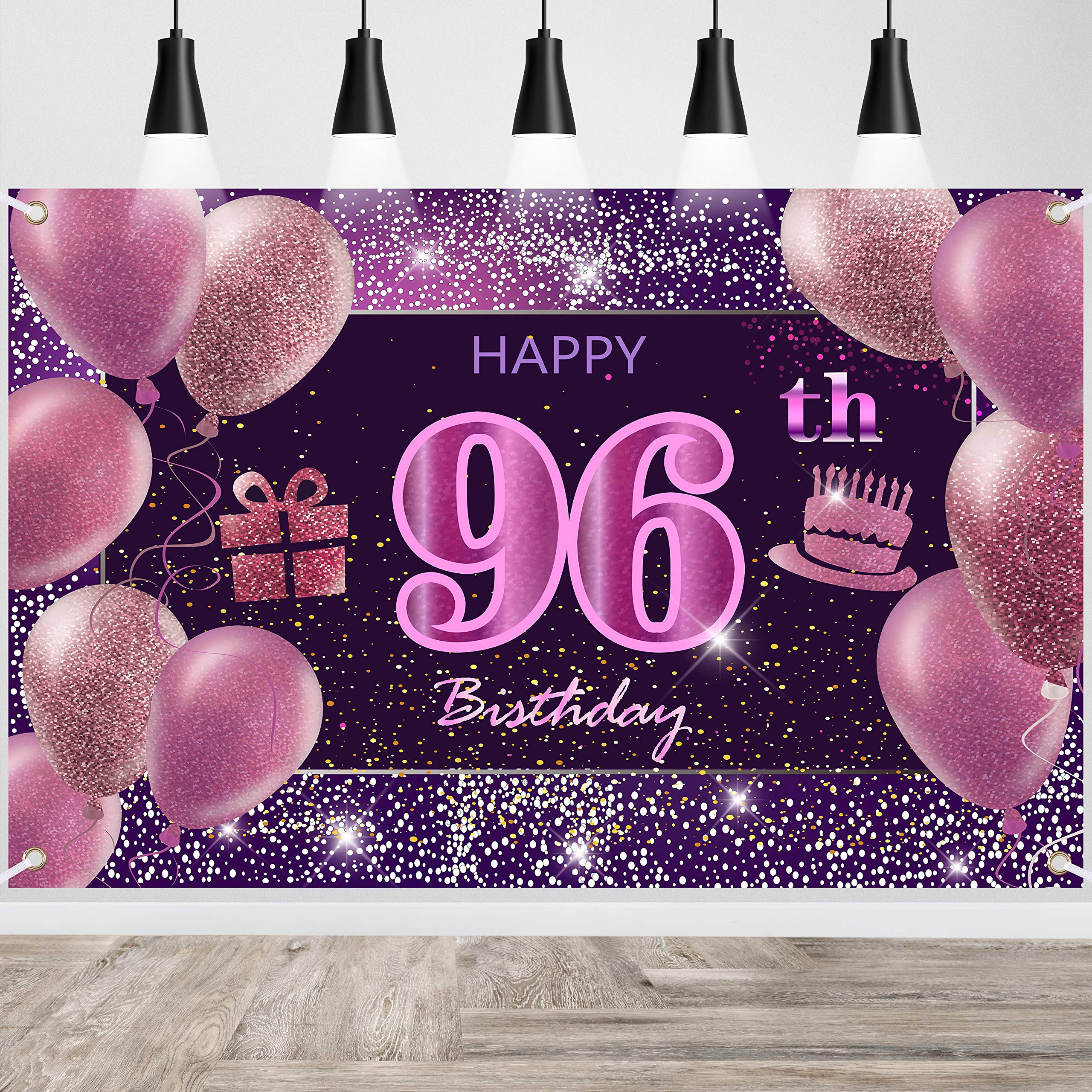 IMISI 96th Birthday Decorations for Girls - Pink Happy Birthday Banner & Party Backdrop for Women | Perfect for Milestone Celebrations, Photo Booths & Themed Parties
