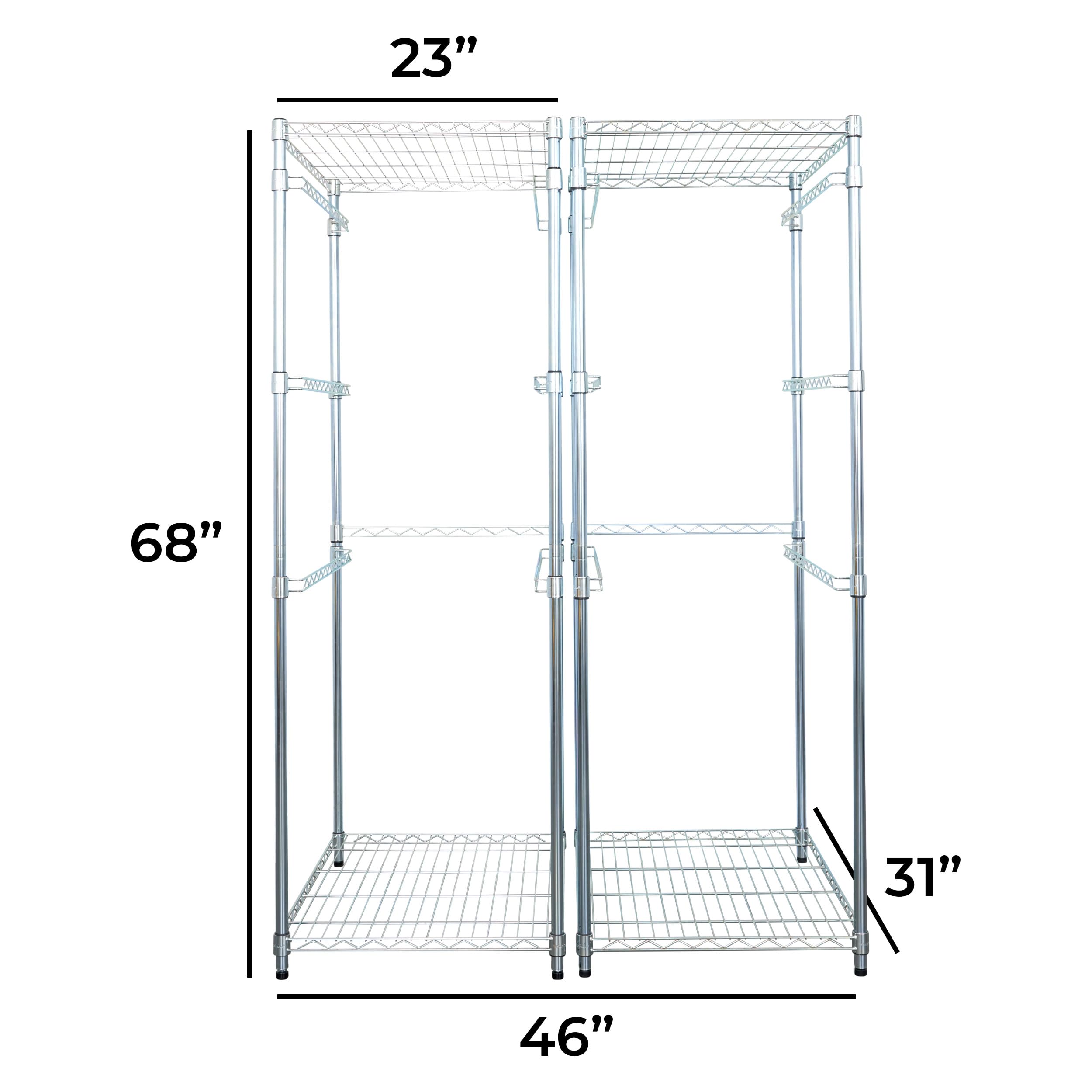 SafeRacks 2 Pack 5-Tier Steel Tote Rack - Heavy Duty Space Saving Storage Shelf for Garage, Pantry & Kitchen | NSF Certified | 31