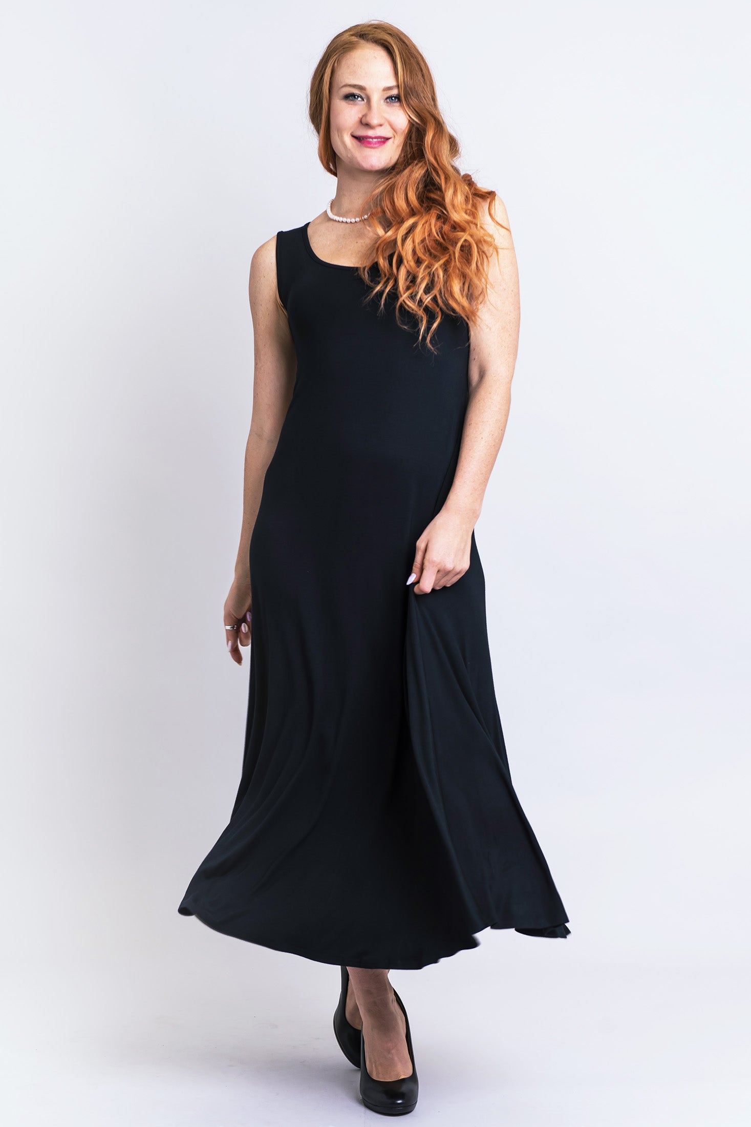 Lanai Sleeveless Dress for Women - Soft Bamboo Fabric Summer Dress in Black | Perfect for Beach Vacations, Garden Parties & Casual Outings