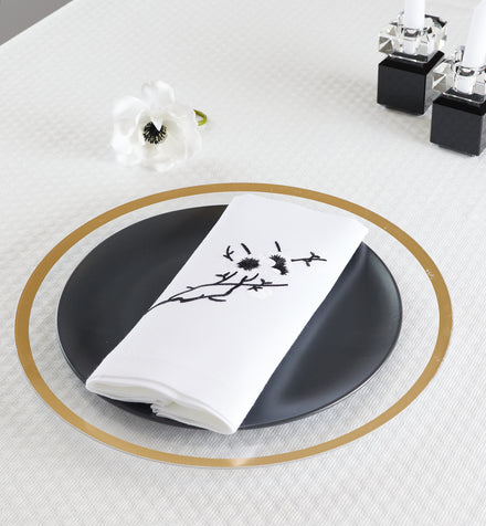 Adorn Embroidered Branch Napkins - Set of 6 Premium Cotton Dinner Napkins for Wedding, Party & Holiday Table Decor