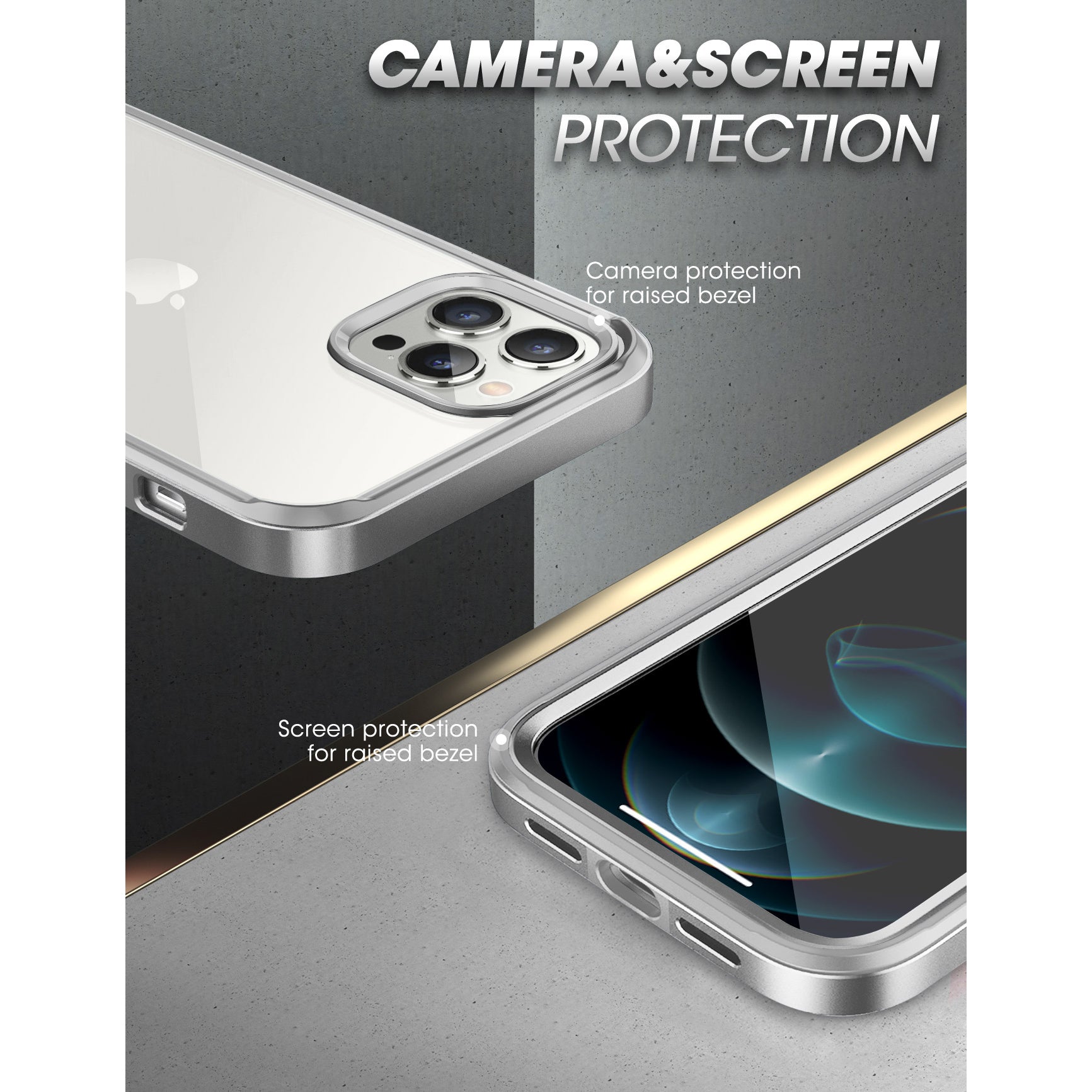 Apple iPhone 13 Pro Max 6.7 Inch Unicorn Beetle Edge Protective Case with Built-in Screen Protector - Clear Silver | Shockproof Slim Cover for Work, Travel & Outdoor Activities