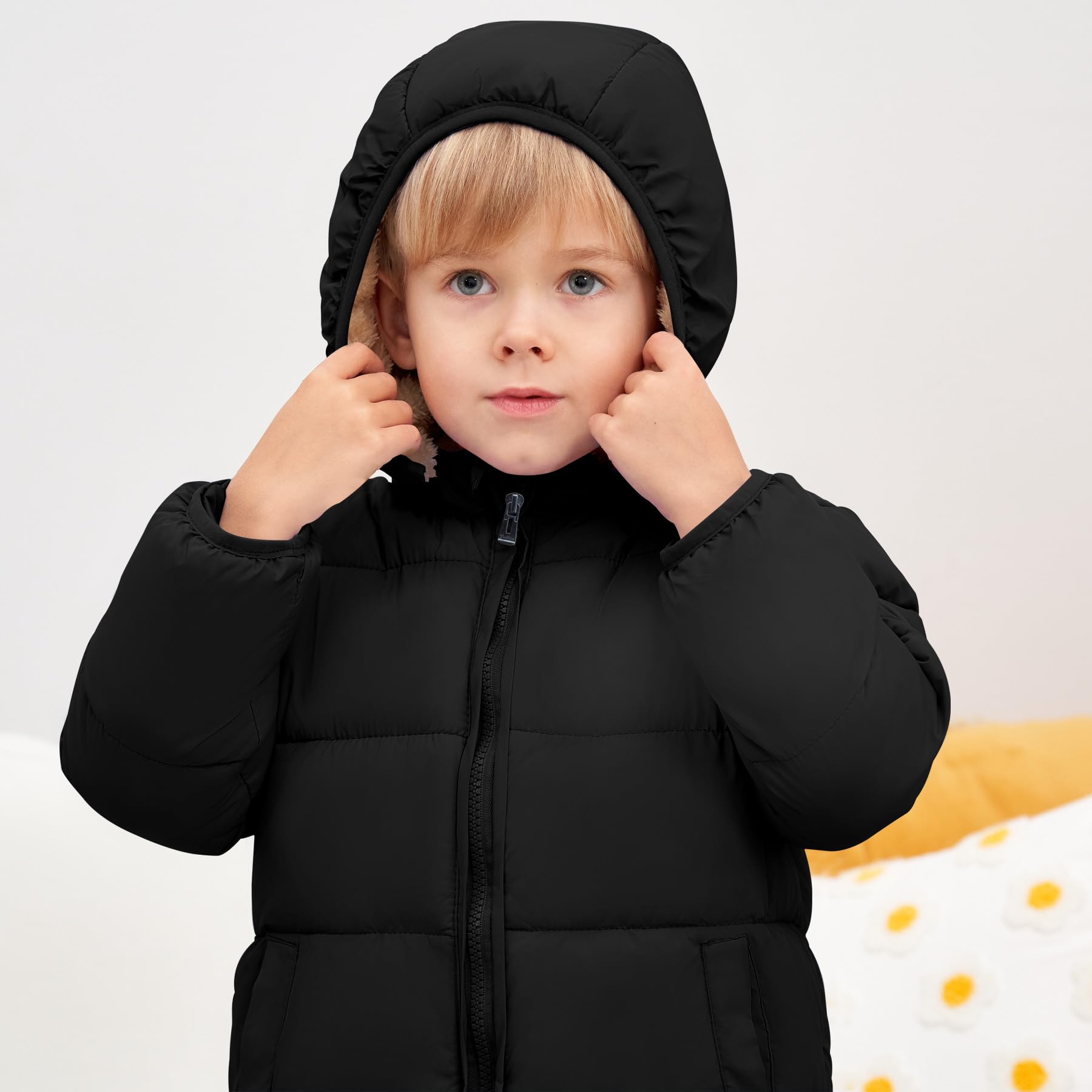**Warm Fleece Hooded Jacket for Baby Boys & Girls - Thick Winter Coat for Toddlers - Cozy Outerwear for Cold Weather Playdates & Outdoor Adventures**