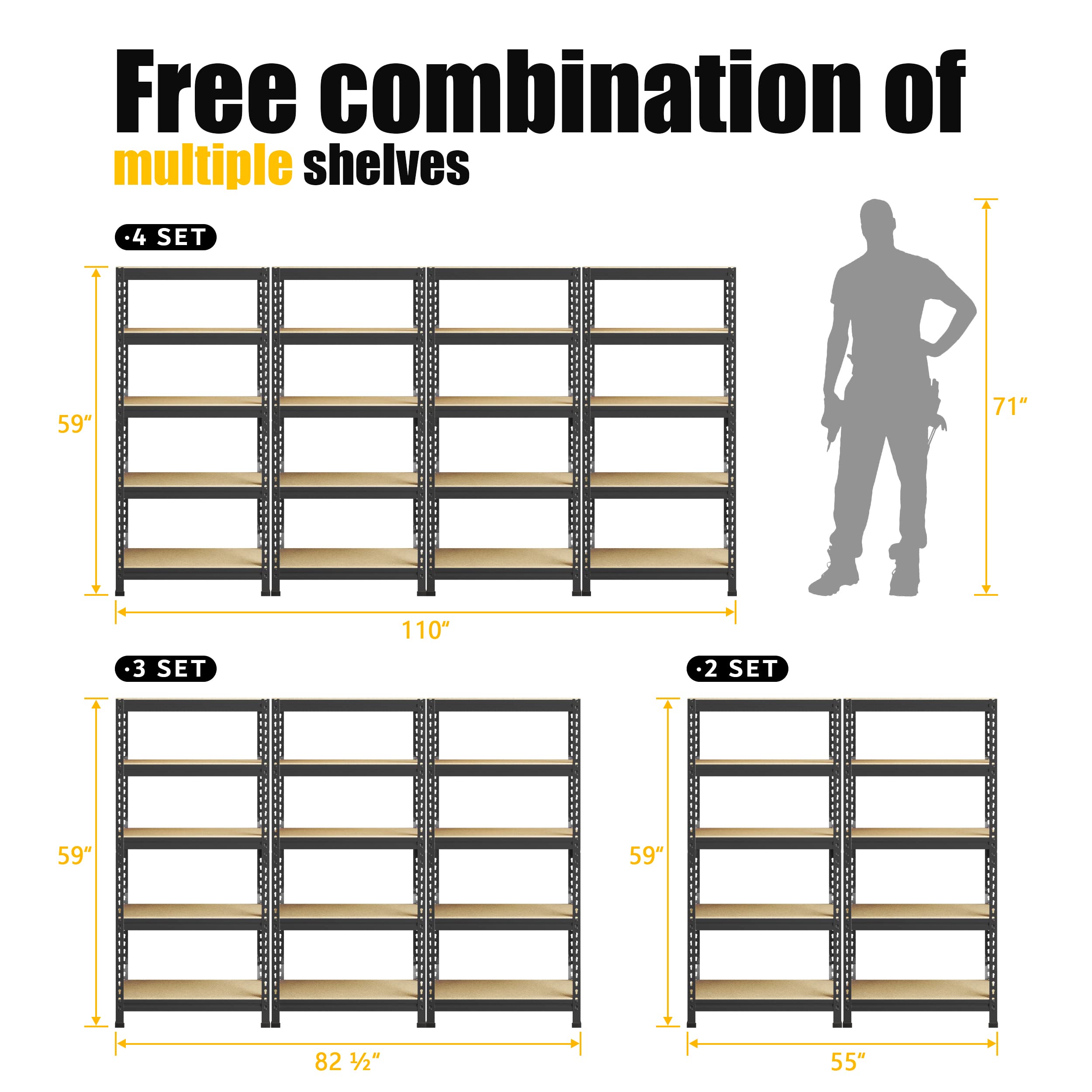 PrimeZone 2-Pack Heavy Duty 5-Tier Adjustable Metal Storage Shelves – 28