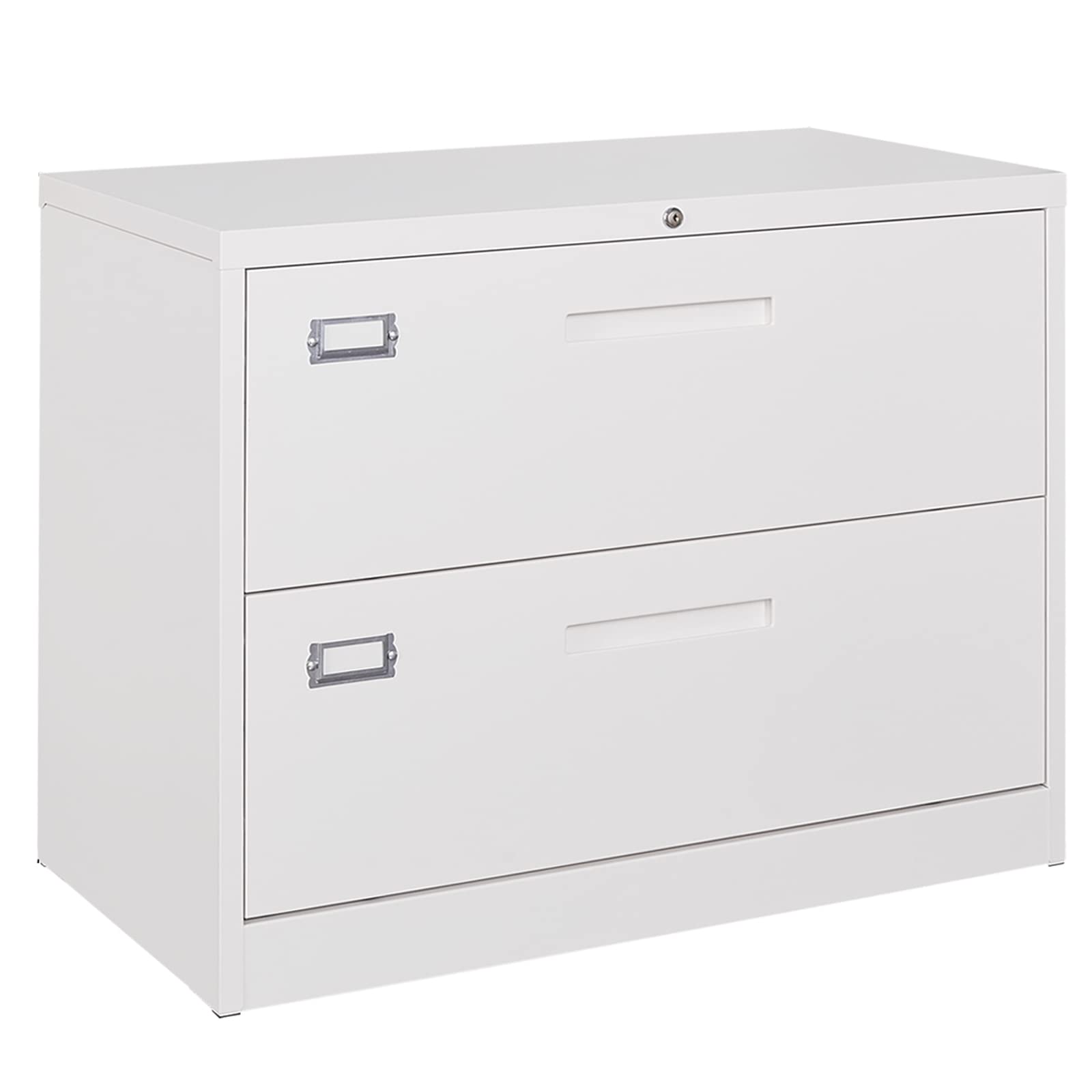 Lovinland 2-Drawer Metal Lateral File Cabinet - Letter/Legal/F4/A4 Size Hanging File Storage - White Office Organizer for Home & Business Document Filing
