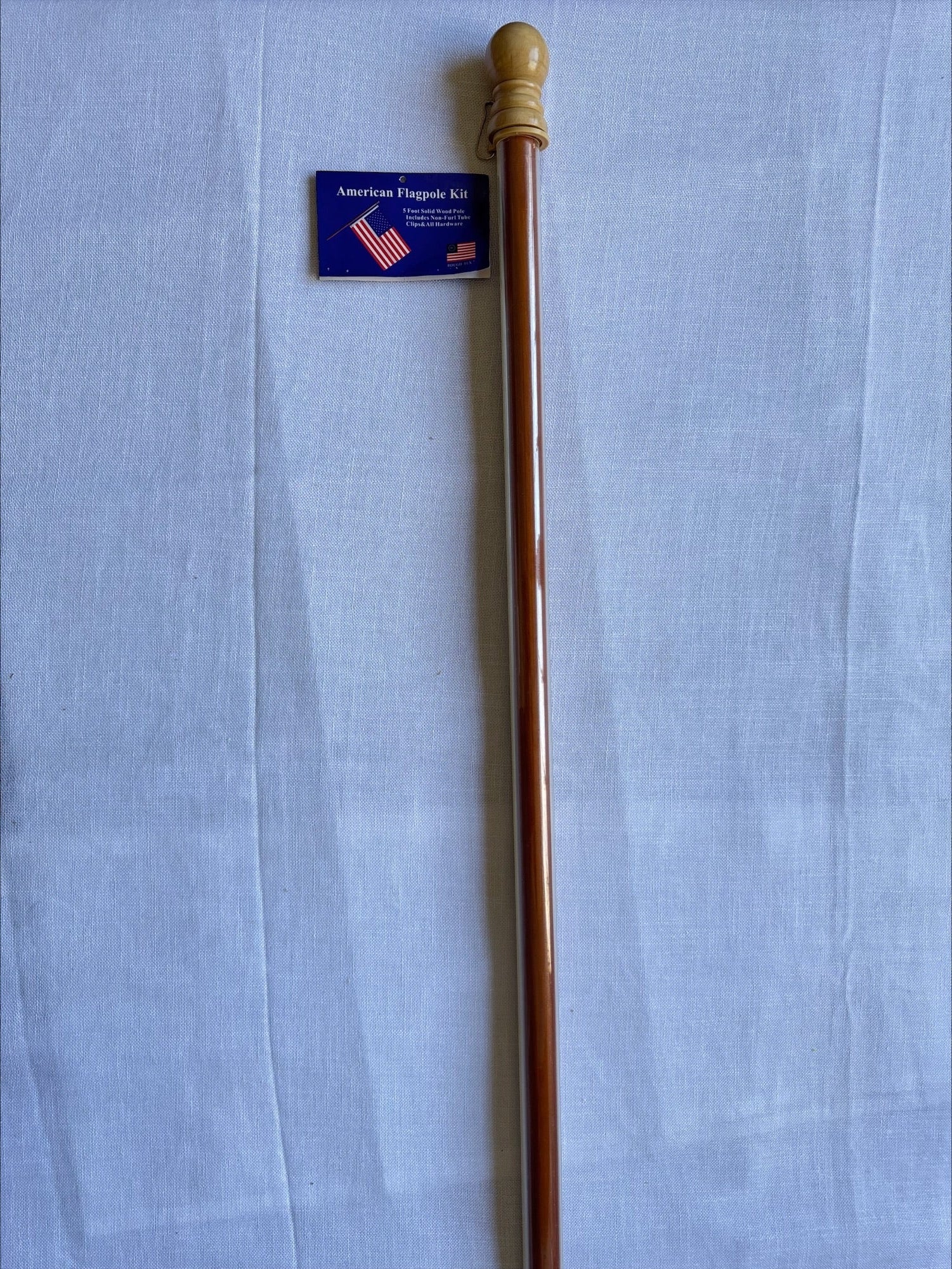 5' Foot Wooden Flag Pole with Brass Screw Joint & Ball Top - All Natural Wood - Perfect for Outdoor American Flags, Garden Decor & Patriotic Displays