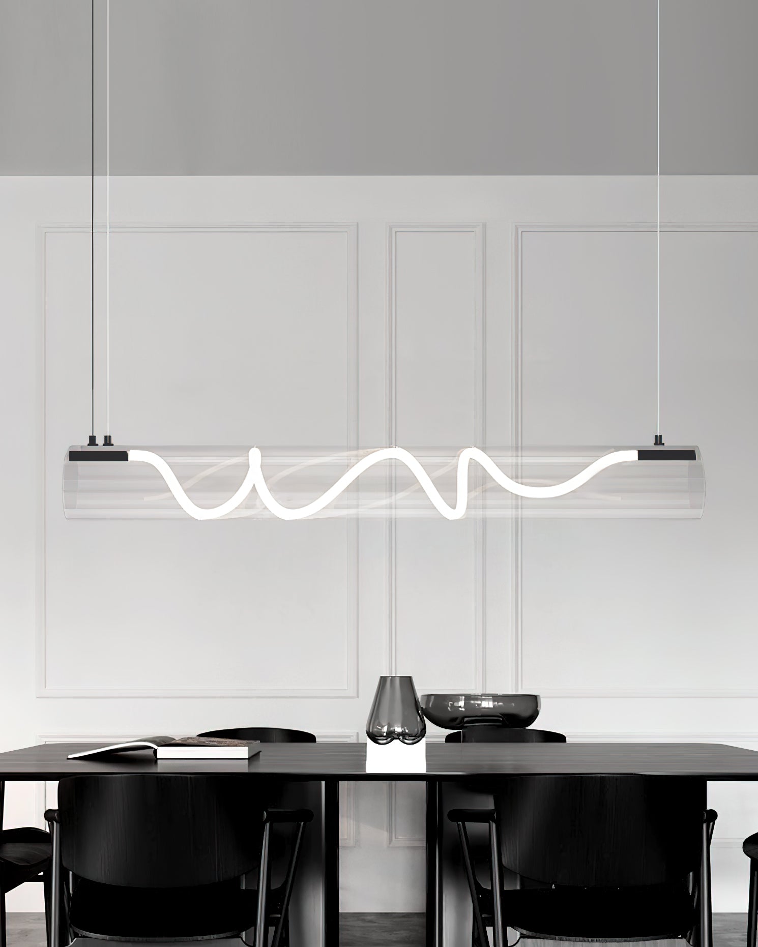 Alexandra Linear Pendant Light - Modern Minimalist Hanging Fixture for Kitchen Island, Dining Room & Bedroom Lighting | Dimmable LED Chandelier for Home Decor