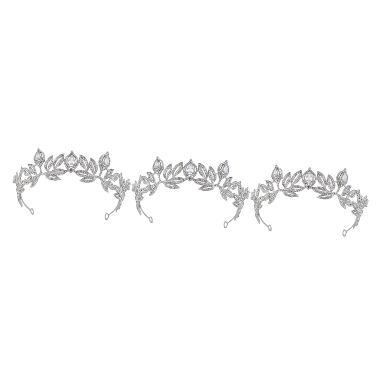 FRCOLOR 3-Piece Leaf Crown Hair Accessories - Elegant Zinc Alloy Tiaras for Women, Bridal Headdress, Wedding, Cosplay & Boho Festival Decor - Perfect for Brides, Prom, Renaissance Fairs & Photo Shoots