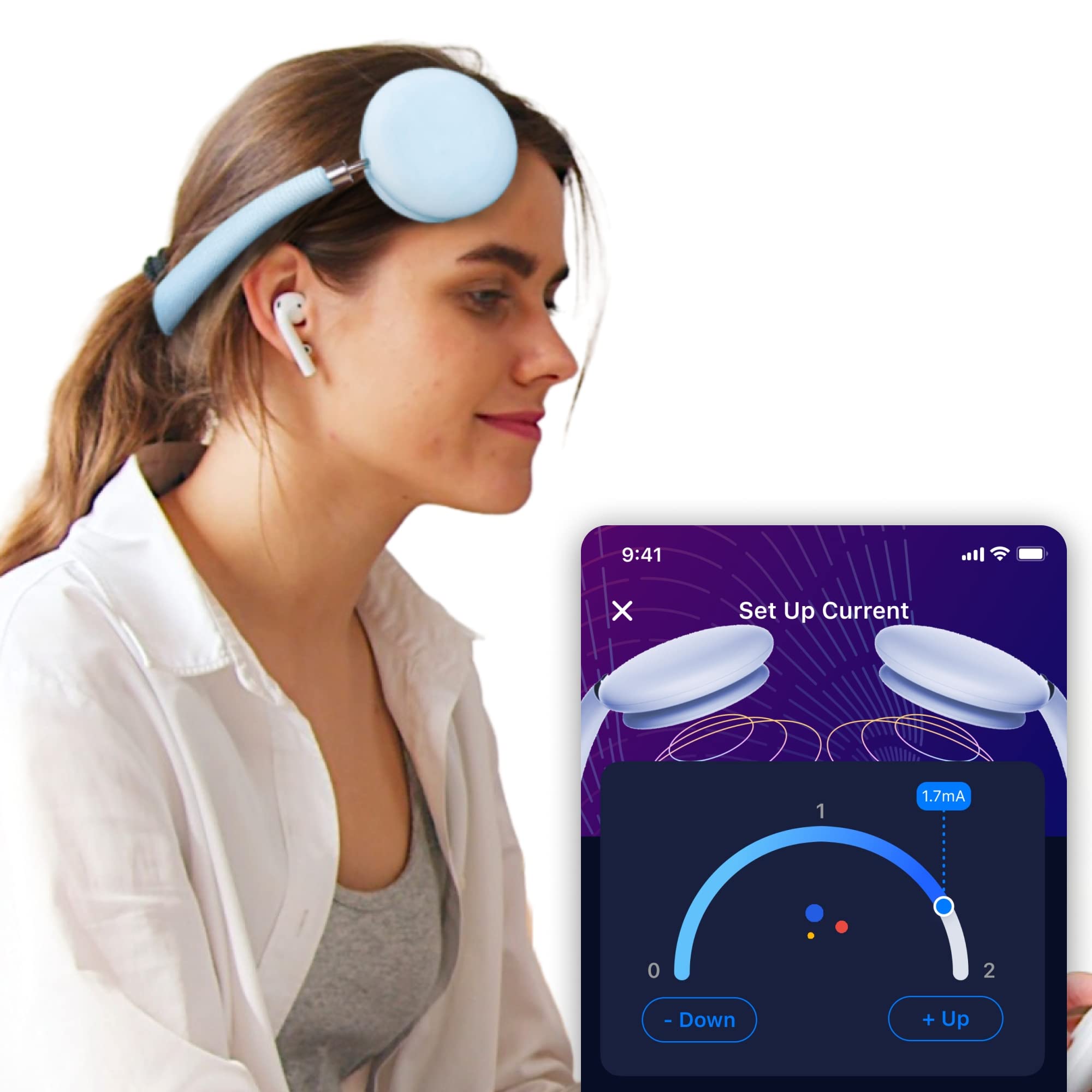 Flowtime tDCS Headset - Easy-to-Use Brain Stimulation Device for Enhanced Focus, Memory & Mood | Boost Cognitive Performance in Minutes | Perfect for Studying, Meditation & Work Productivity