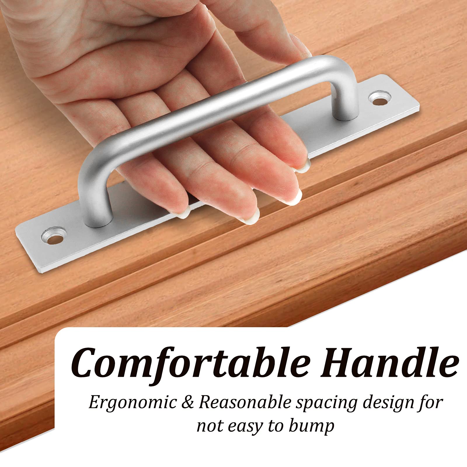 2 Pack 5.9 Inch Sliding Barn Door Handles - Heavy Duty Aluminum Alloy Door Pull Handles for Barn Doors, Gates, Cabinets, Closets, Drawers & Garage Sheds - Silver Finish | Rust-Resistant & Easy Installation for Home, Office & Farm Use