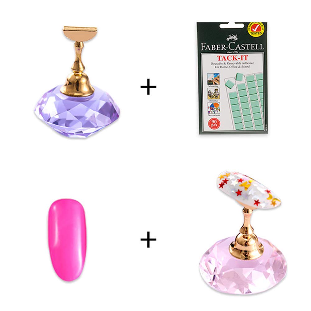 Magnetic Nail Art Display Stand Holder with Crystal Base - Professional Nail Practice Training Stand for Nail Tips & Manicure (Purple) | Perfect for Salon, Home Practice & Nail Art Photography