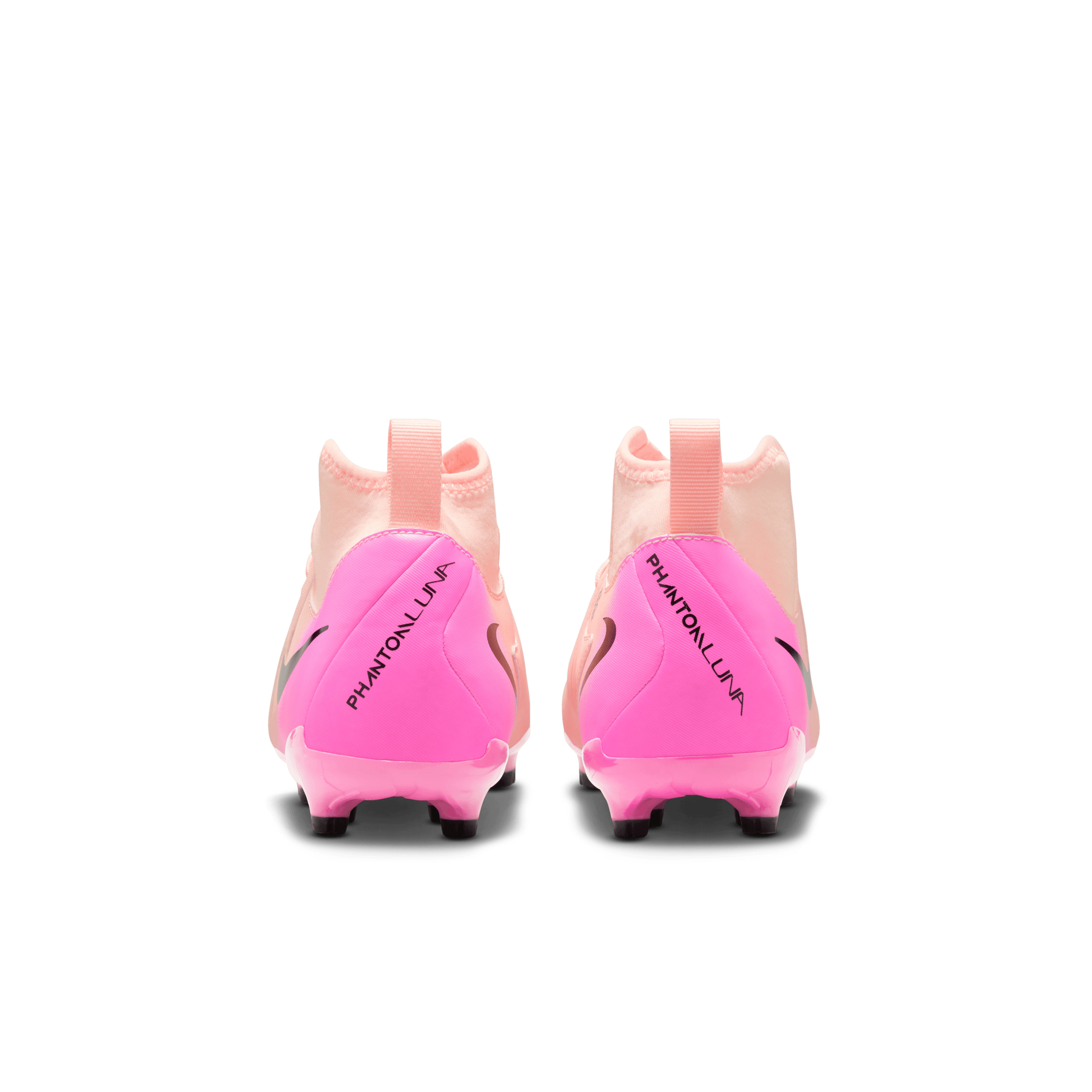 Nike Jr. Phantom Luna 2 Academy FG/MG Soccer Cleats for Kids - Crimson Tint/Black/Pink Blast - Youth Football Shoes for Artificial Grass & Natural Turf - Perfect for Training & Matches
