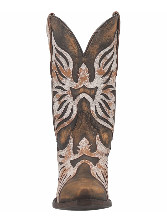 Dan Post DP4359 Women's Indulgence Overlays Leather Boots - Brown & White Cowboy Boots for Western Fashion, Country Dancing & Rodeo Events