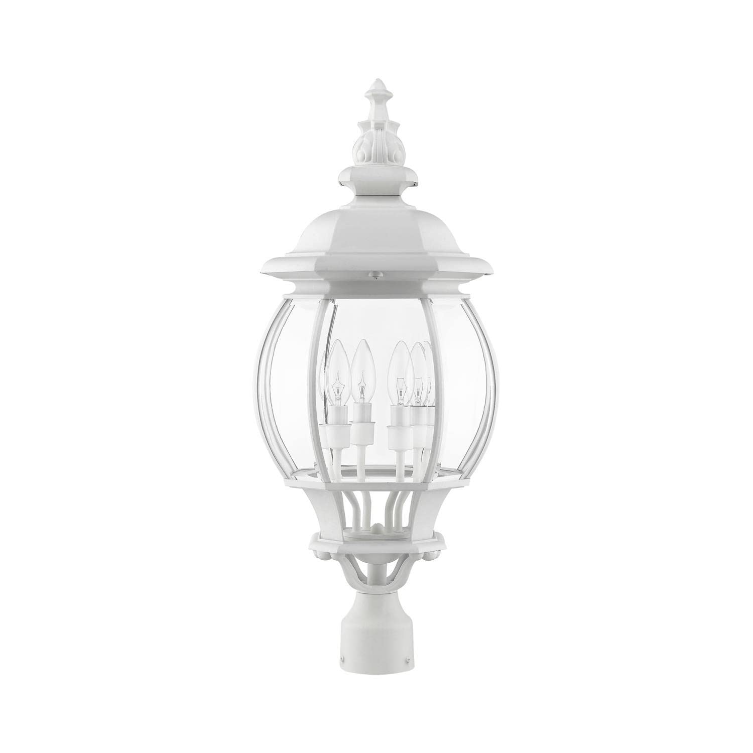 Livex Lighting 7703-13 Outdoor Post Top Lantern - White Weatherproof Exterior Light Fixture for Porch, Garden & Patio - 11.5 x 11.5 x 26.5 Inches - Perfect for Entryways, Walkways & Landscape Lighting