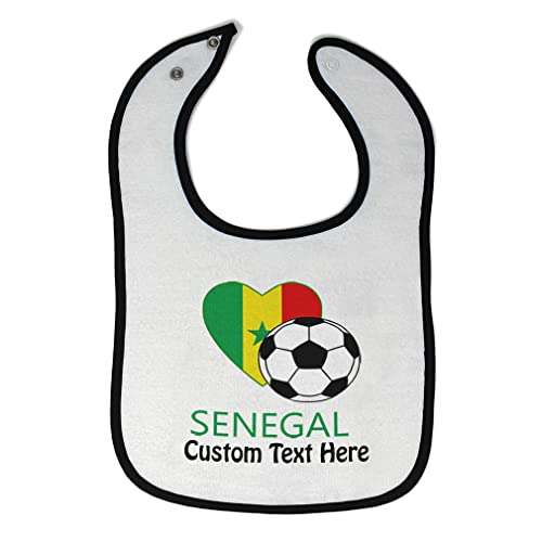Custom Personalized Baby Bibs & Burp Cloths - Heart Flag Soccer Ball Design - 100% Cotton for Boys & Girls (White/Black) - Perfect for Feeding Time, Messy Play & Soccer-Themed Nursery Decor