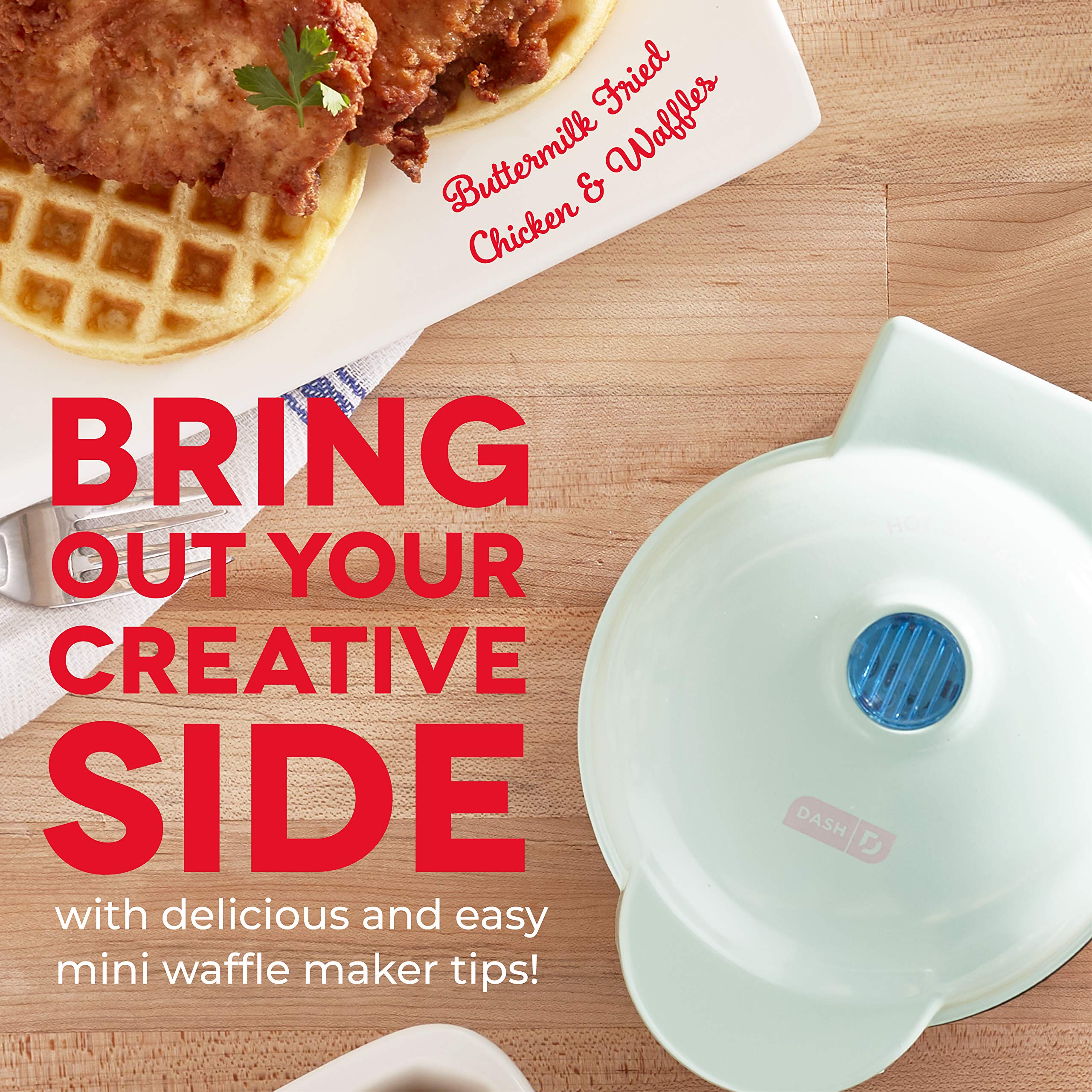DASH Mini Waffle Maker with Recipe Book - Compact Personal Waffle Iron for Quick Breakfast, Snacks & Desserts - Perfect for Kids, Dorms, Offices & Small Kitchens