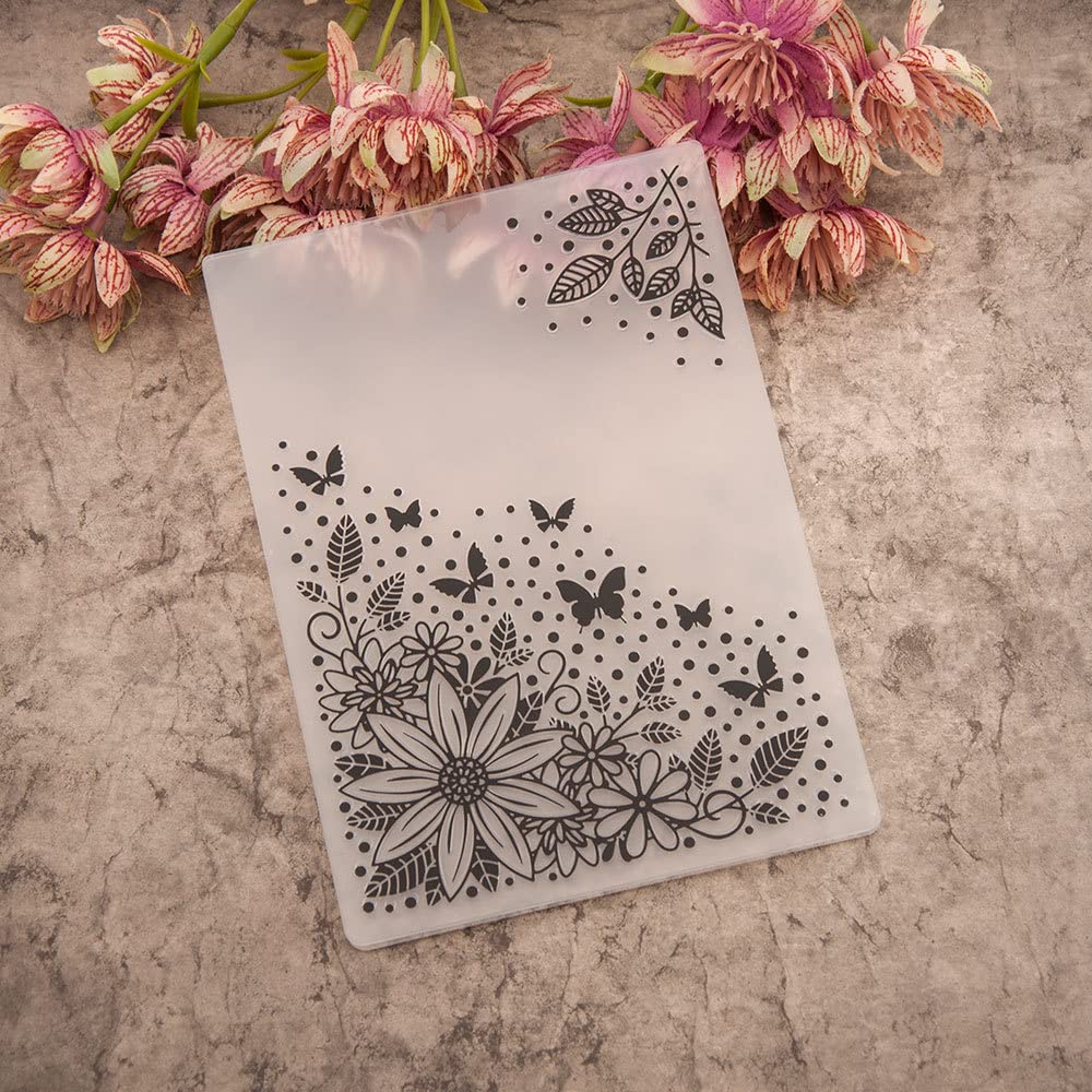 Floral Embossing Folder for Card Making - 10.5x14.5cm DIY Scrapbooking Template, Photo Album & Paper Craft Decoration (Perfect for Wedding Invitations, Greeting Cards & Memory Books)