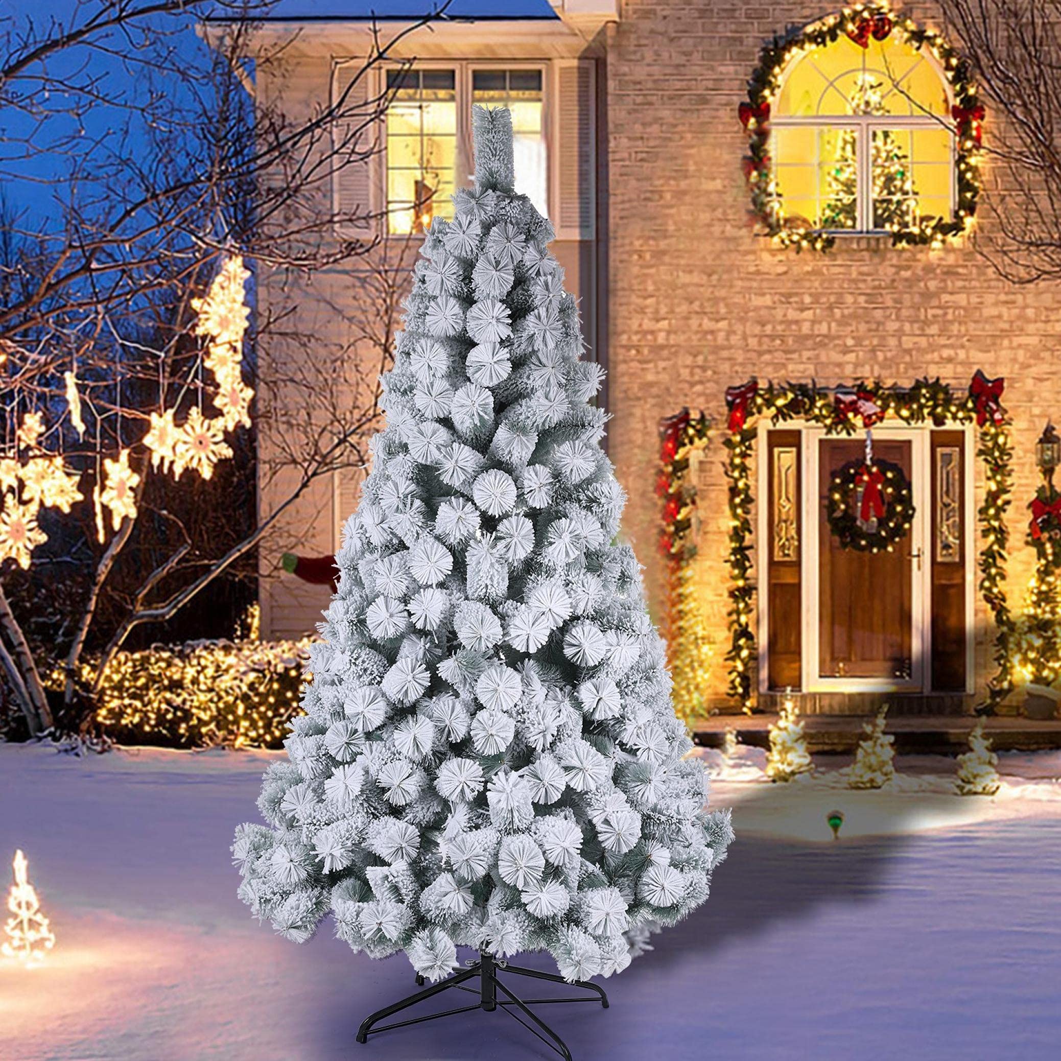 7ft Flocked Artificial Christmas Tree with Stand - 440 Branch Tips, Snow-Covered Xmas Decor for Home, Office & Holiday Parties | Perfect for Living Room, Church & Festive Events