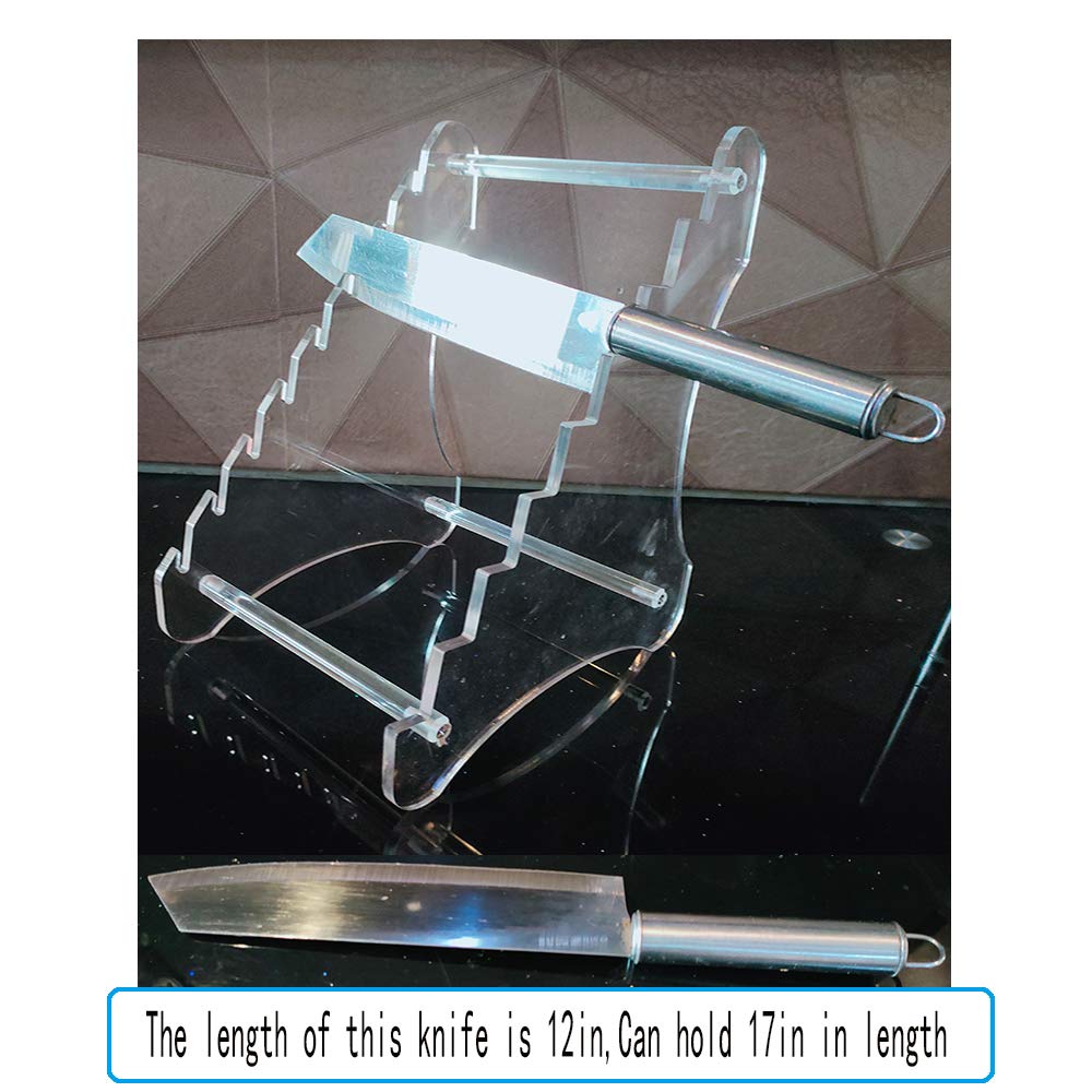 2-Tier Acrylic Knife Display Stand - Clear Transparent Knife Holder for Kitchen, Restaurant & Retail Store Organization