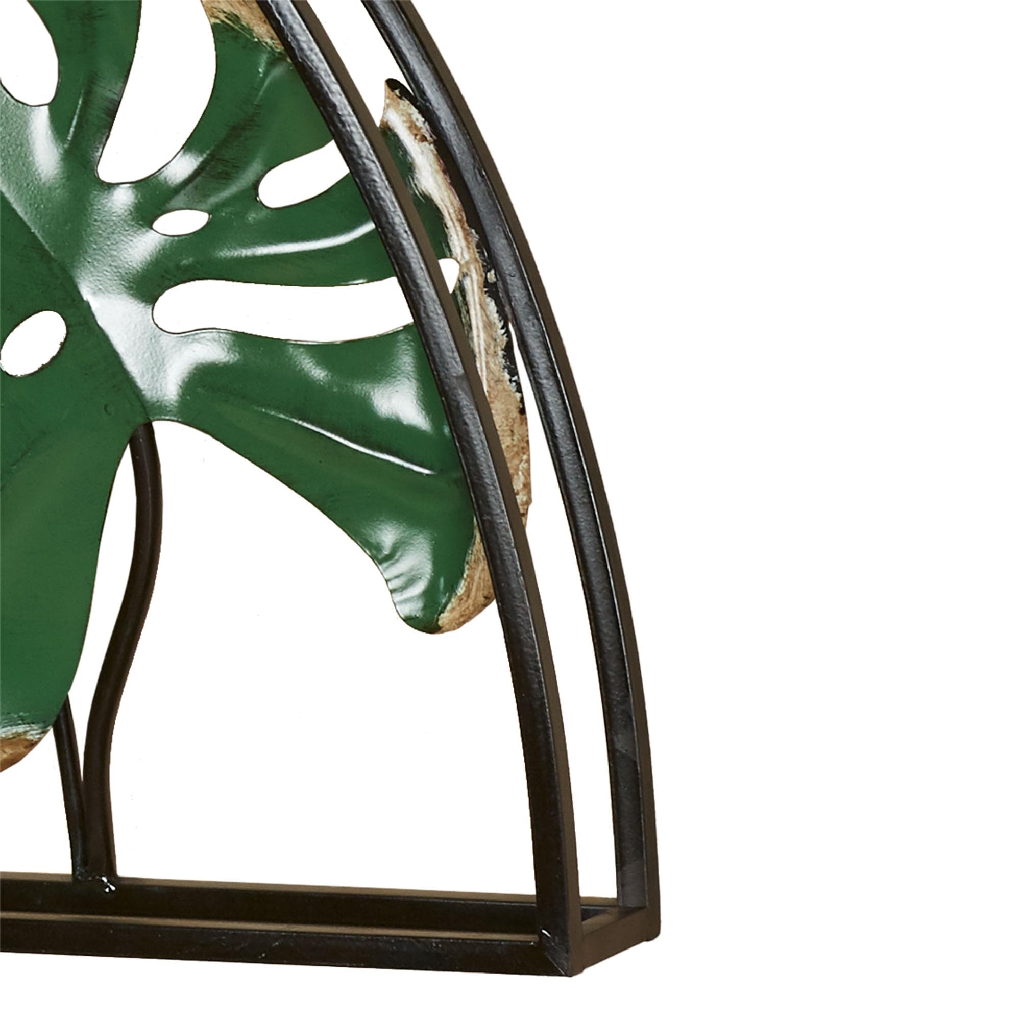Touch of Class Tropic Monstera Leaves Arched Wall Art - Metal Wall Decor in Black, Bronze & Green - Tropical Home Decor for Bedroom, Bathroom, Dining Room, Living Room & Office - Openwork 3D Design - Perfect for Boho, Coastal & Modern Interior Styles