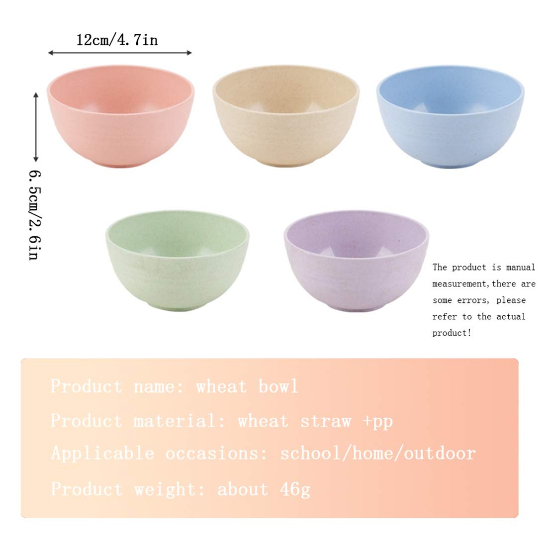 5-Piece Small Bowl Set - 14oz Reusable Kitchen Bowls for Desserts, Soup, Oatmeal, Pasta & Salad | Microwave & Dishwasher Safe | Perfect for Home, Restaurant & Party Serving (Purple)