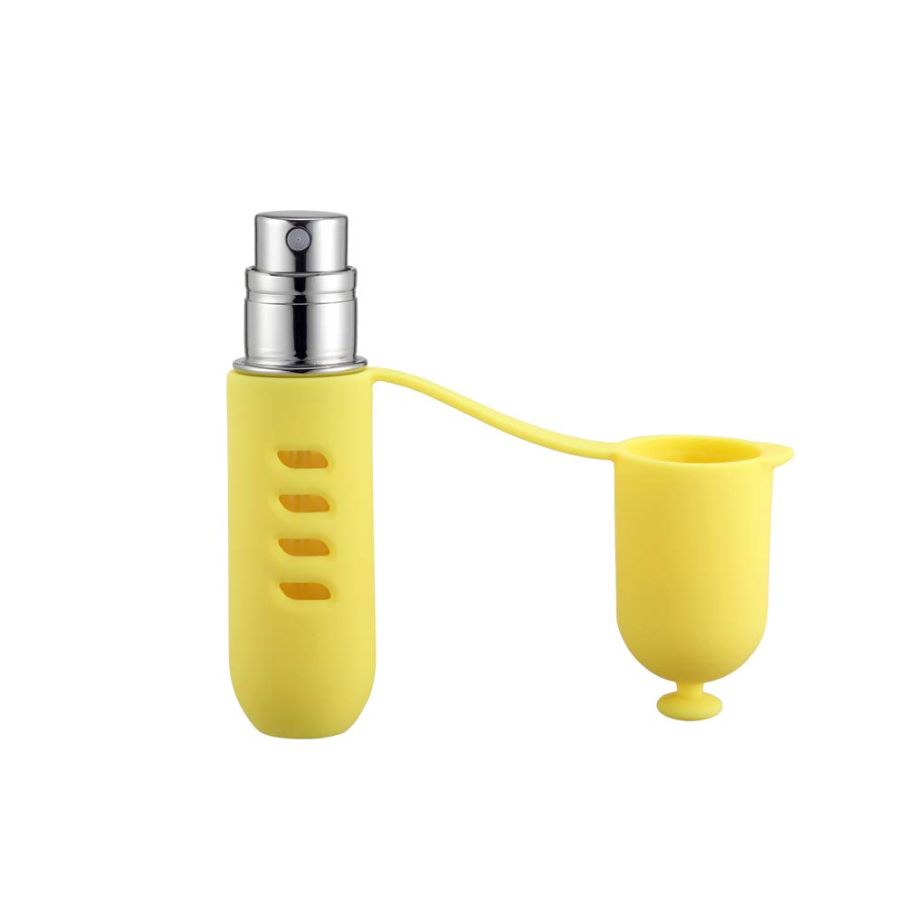 Yeejok 5ml Refillable Travel Perfume Atomizer - TSA Approved Mini Cologne Spray Bottle for Men & Women | Portable Pocket-Size Perfume Container (Yellow) | Perfect for Air Travel, Gym, Office & On-The-Go Use