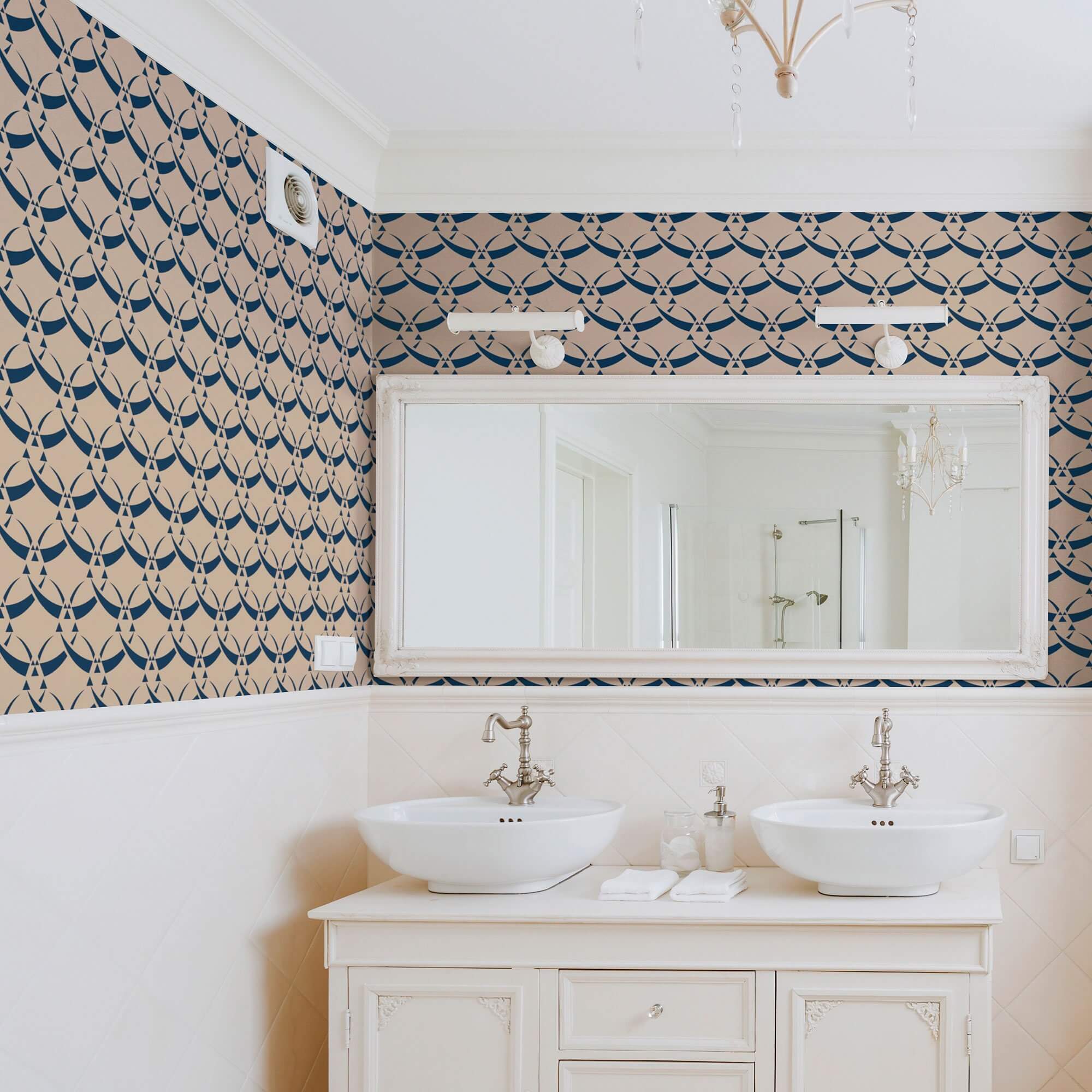 Navy and Beige Textured Geometric Peel and Stick Removable Wallpaper - Self-Adhesive Decorative Wall Covering for Bedroom, Living Room, Nursery, and Office Decor