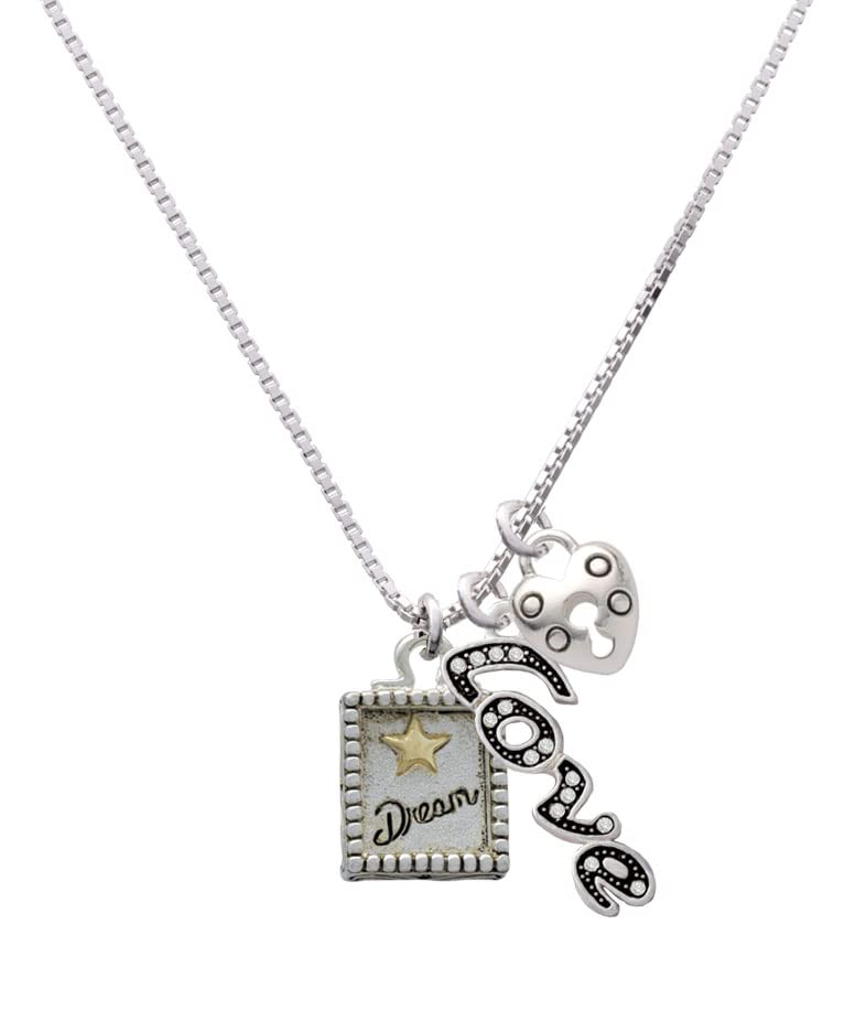 Delight Jewelry Two-Tone Shadow Box Love & Lock Charm Necklace - 18