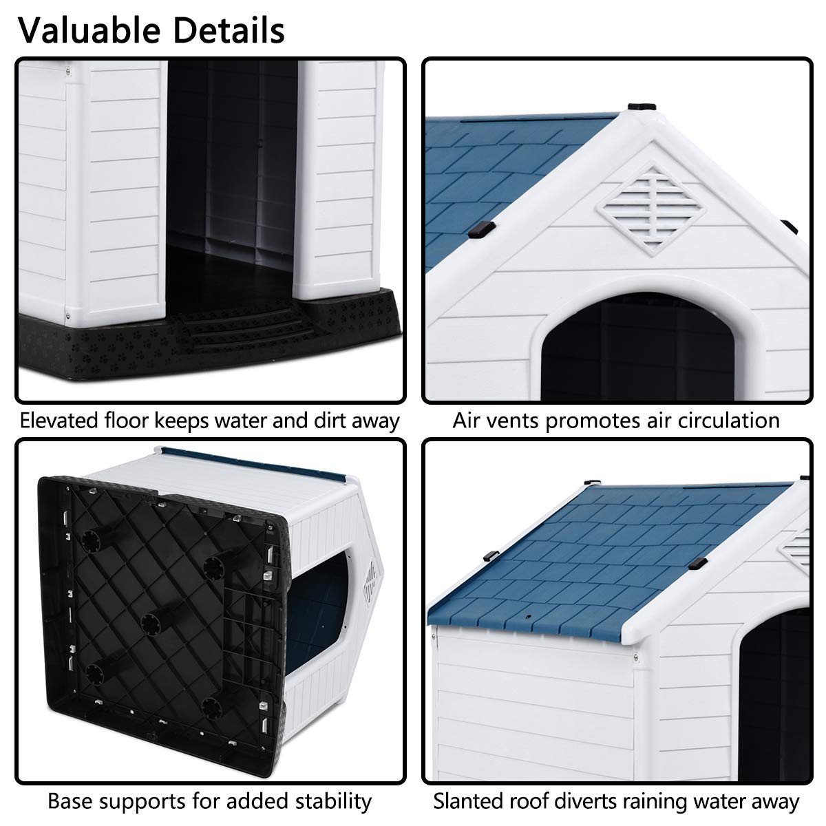 **Giantex Waterproof Plastic Dog House for Medium Dogs - Outdoor & Indoor Pet Kennel with Air Vents, Elevated Floor, Easy Assembly - Perfect for Backyard, Patio, or Feeding Station**