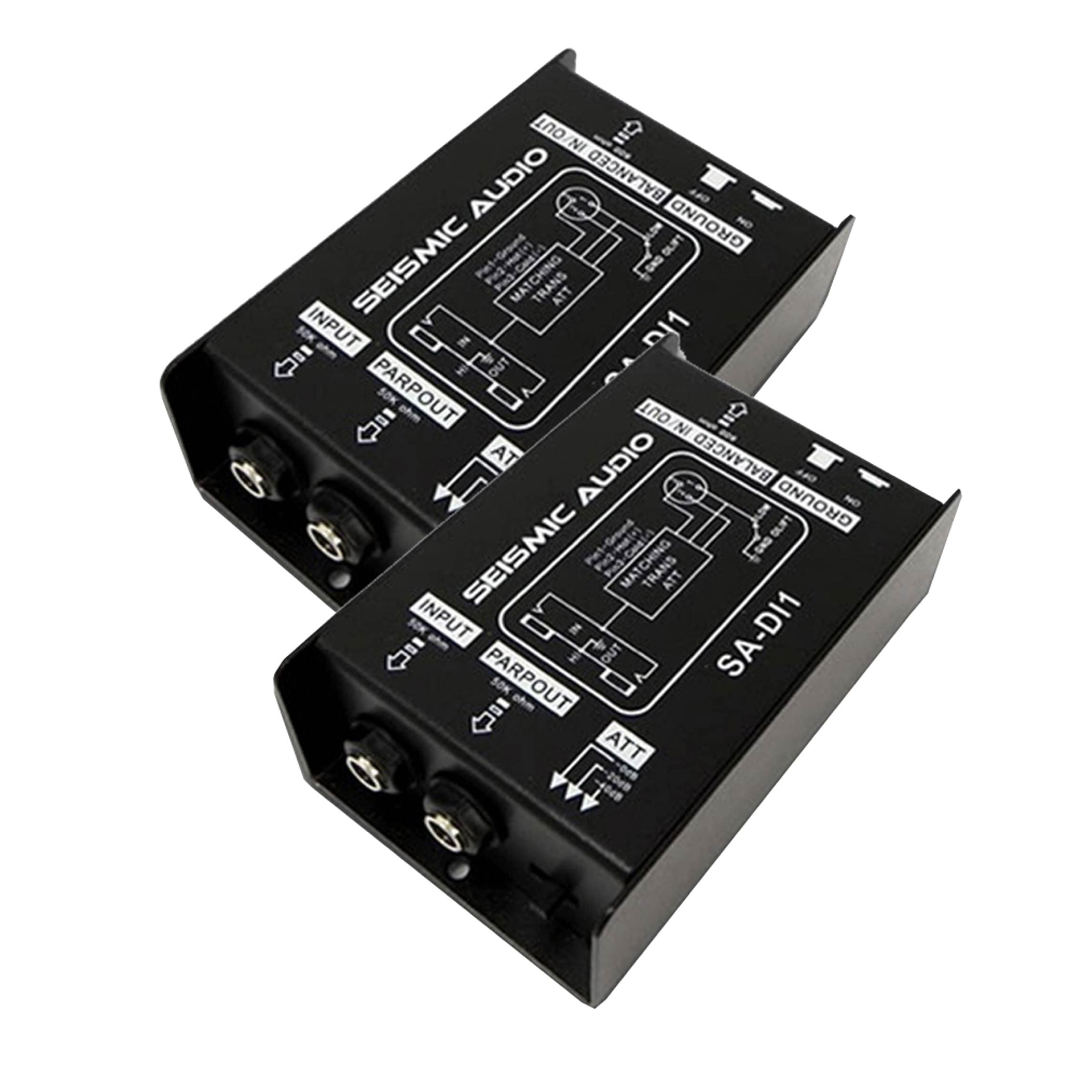 Seismic Audio Passive Direct Box DI with Ground Lift & Attenuator Switch - Professional Passive DI Box for Live Sound, Studio Recording & Stage Performances (Pair)