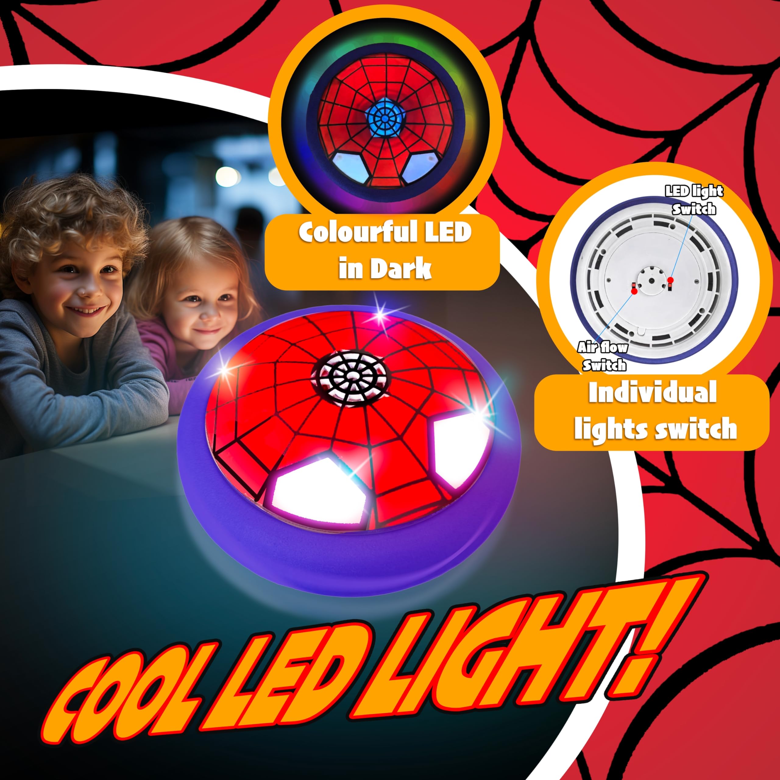 Hover Soccer Ball with LED Lights - Indoor Floating Football Toy for Kids Ages 4-12 - Safe Foam Bumper Air Soccer Ball - Perfect Birthday Gift for Boys & Girls - Fun for Playrooms, Backyards & Family Game Nights (1 Pack)