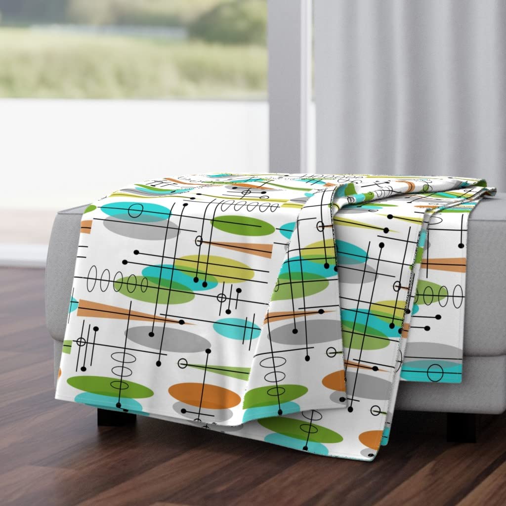Space Age Atomic Retro Throw Blanket 50x70 Inches - Soft Plush Minky Fabric Mid Century Modern Vintage Design - Perfect for Sofa, Bed & Home Decor