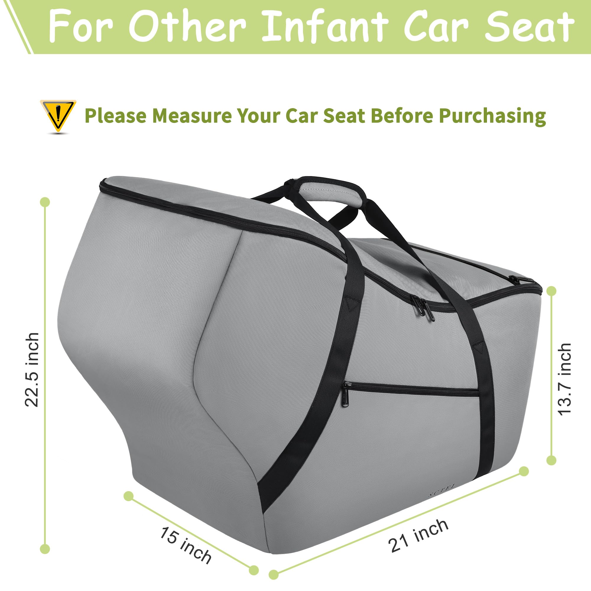Infant Car Seat Travel Bag - Universal Fit for Chicco, Graco, Nuna, Cosco, Britax & Uppababy Car Seats with Anti-Rebound Bar Base | Waterproof, Dirt & Tear Resistant Airplane Travel Bag (Grey) | Perfect for Air Travel, Road Trips & Storage Protection