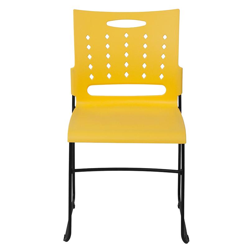 FLASH HERCULES Series 881 lb Capacity Black Sled Base Stackable Chair with Air Vent Back - Heavy Duty Folding Chairs for Events, Banquets, and Conference Rooms