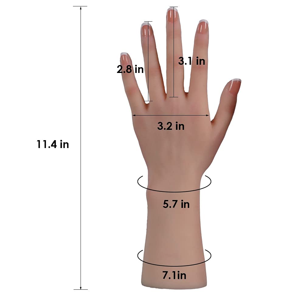 Realistic Silicone Fake Hand Female Model - Life Size Mannequin Hand for Acrylic Nails, Jewelry Display & Art Sketches - Perfect for Nail Salons, Jewelry Stores & Art Studios