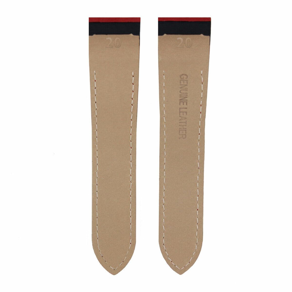 20mm Genuine Leather Watch Band Strap Compatible with Cartier Santos 2878 - Red Grain Pattern with Included Screws | Replacement Strap for Luxury Watches, Perfect for Dressy Occasions & Business Events
