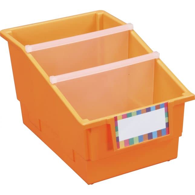12-Pack Single-Color Chapter Book Library Bins with Dividers - Durable Book Storage Organizers for Classroom, Home School & Kids' Room Organization
