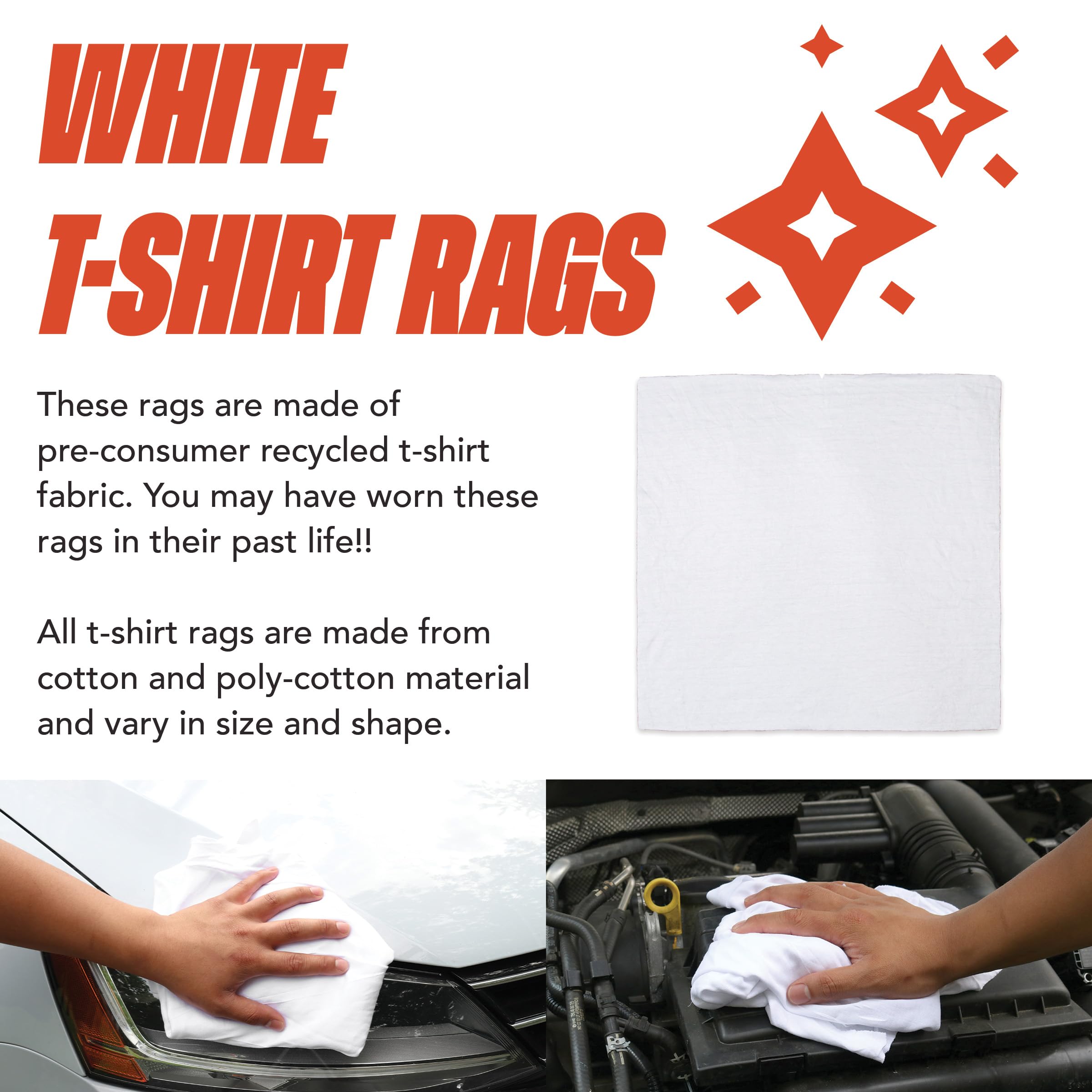 **Arkwright W43 Premium Cotton T-Shirt Rags - 10 lb Bulk Bag (Case of 4) - Ultra-Soft, Lint-Free Cleaning Cloths for Streak-Free Polishing, Painting & Staining - Professional-Grade Wiping Towels for Home, Workshop & Automotive Use**