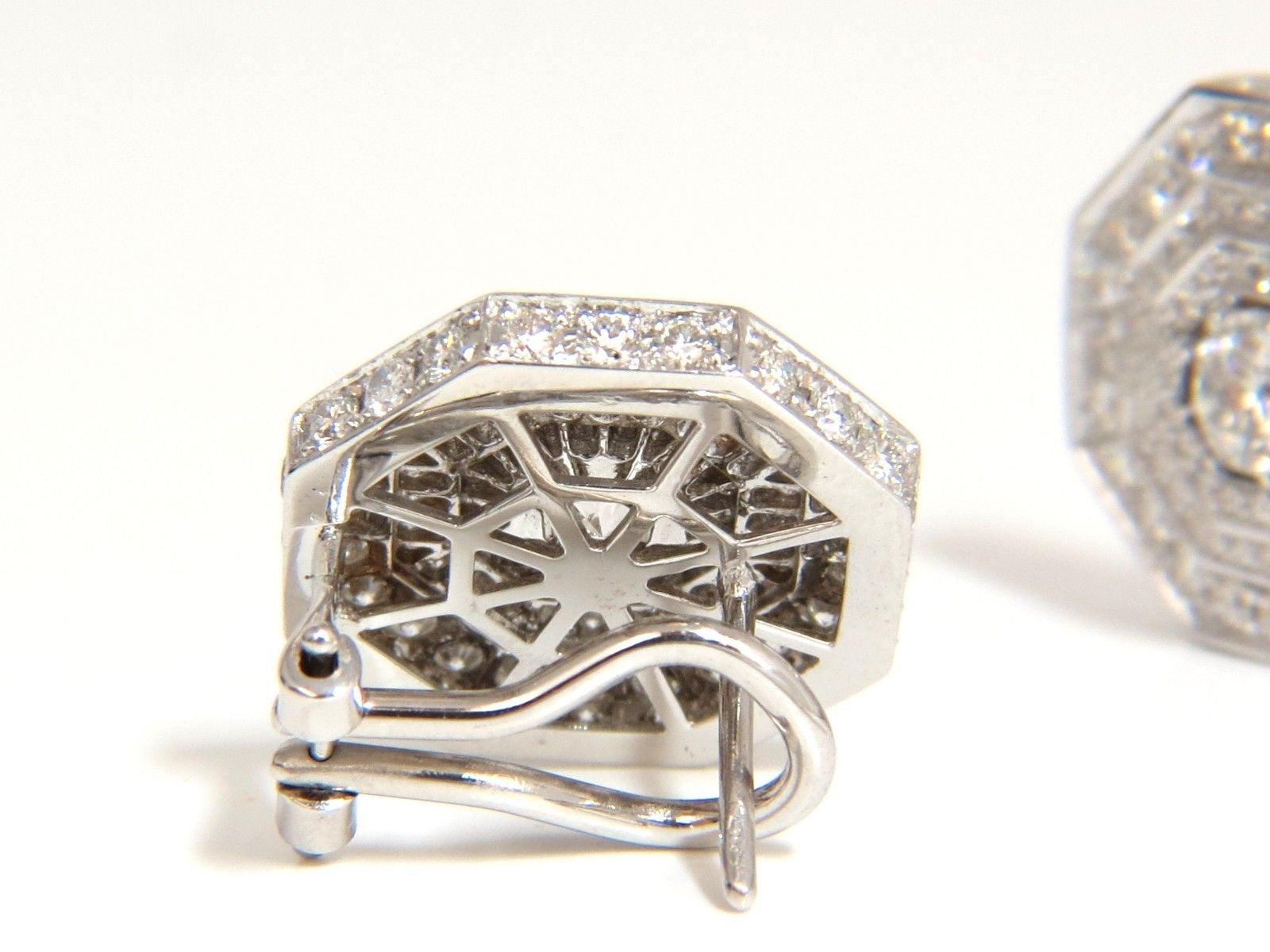 4.00CT Octagonal Step Cut Diamond Bead Set Clip-On Earrings in 18KT Gold - Perfect for Weddings, Parties & Special Occasions