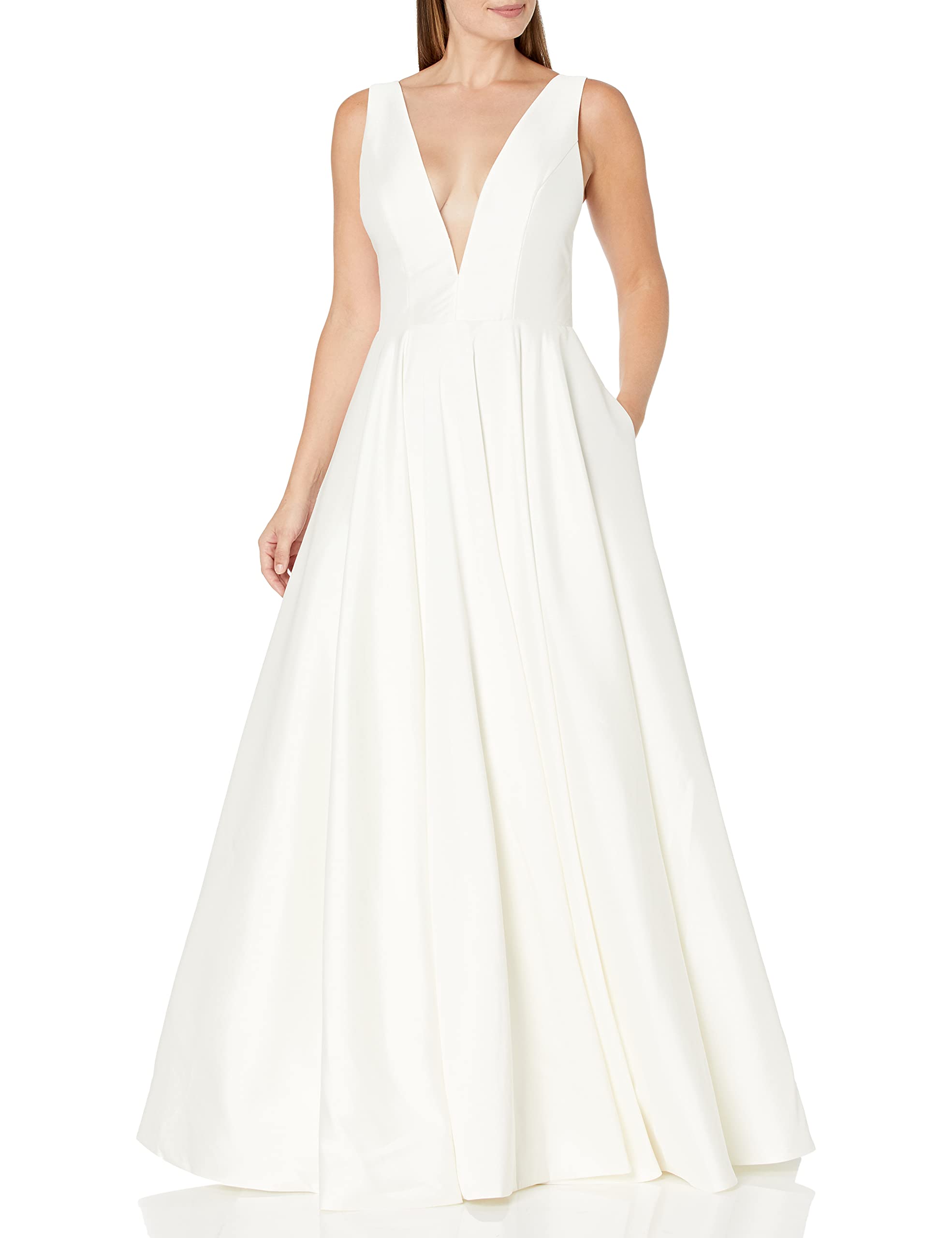 Jenny Yoo Women's Spencer V-Neck A-Line Taffeta Gown - Elegant Formal Dress for Weddings, Prom & Evening Events